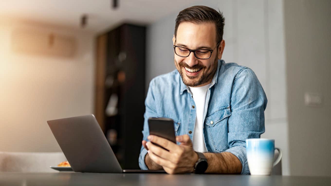 man easily distracted by his phone