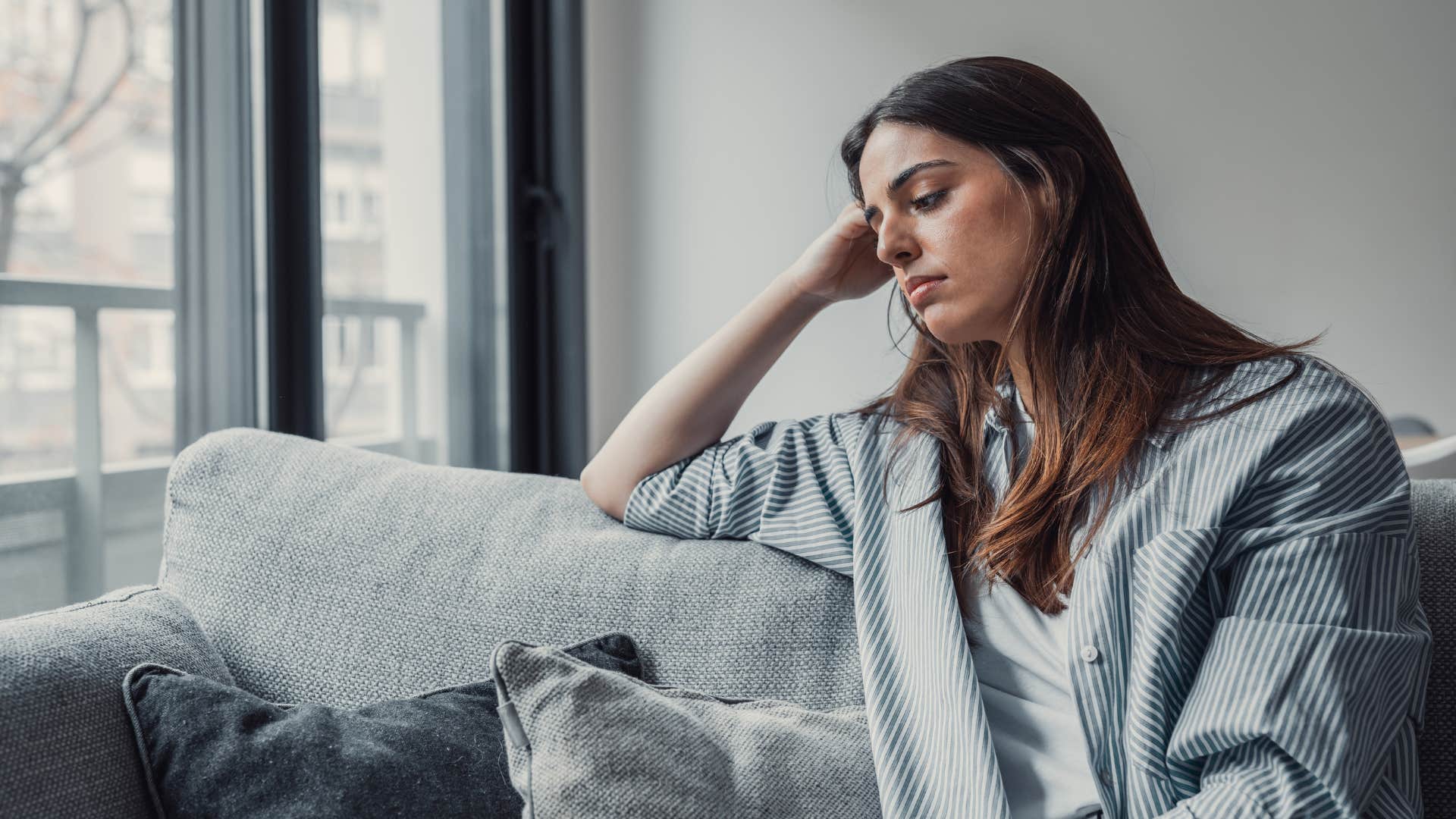woman who is mentally tough sad and withdrawing