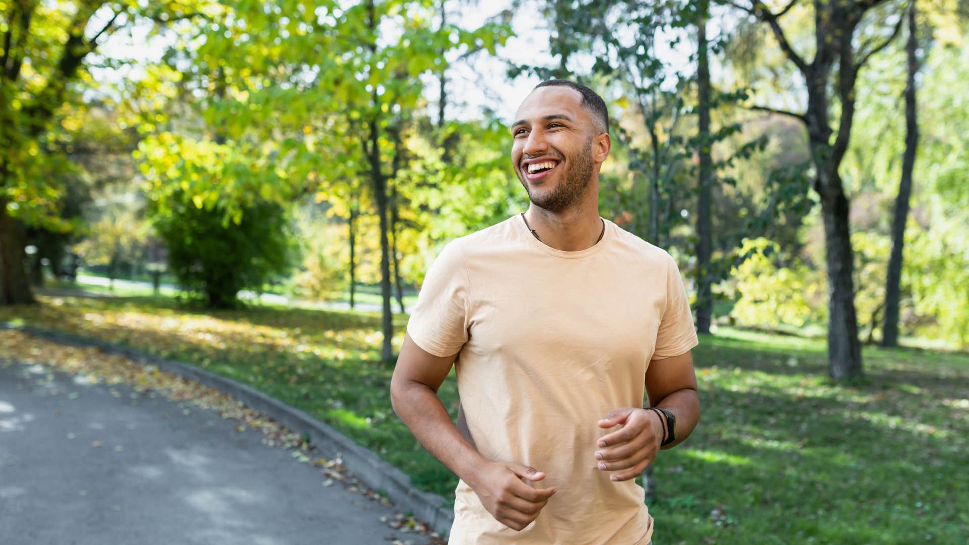 happy man immersing himself in nature to recharge