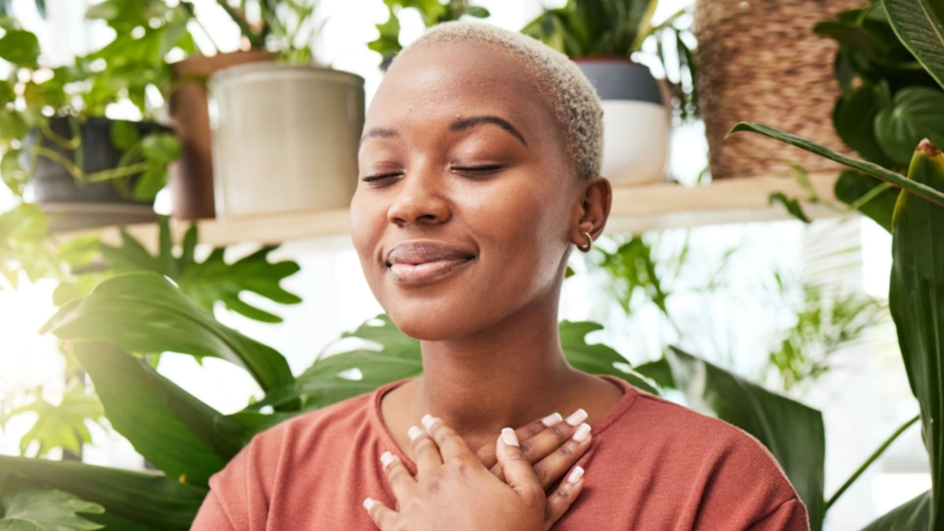 woman focusing on peace of mind meditating