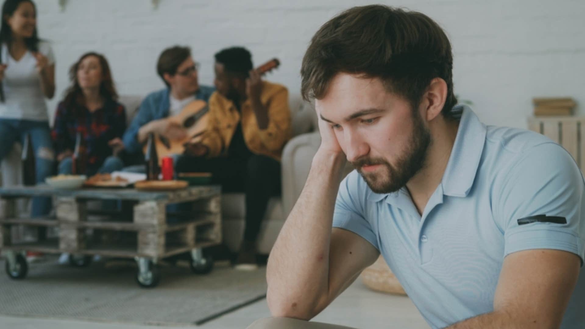 lonely man realizing that fitting in means losing identity