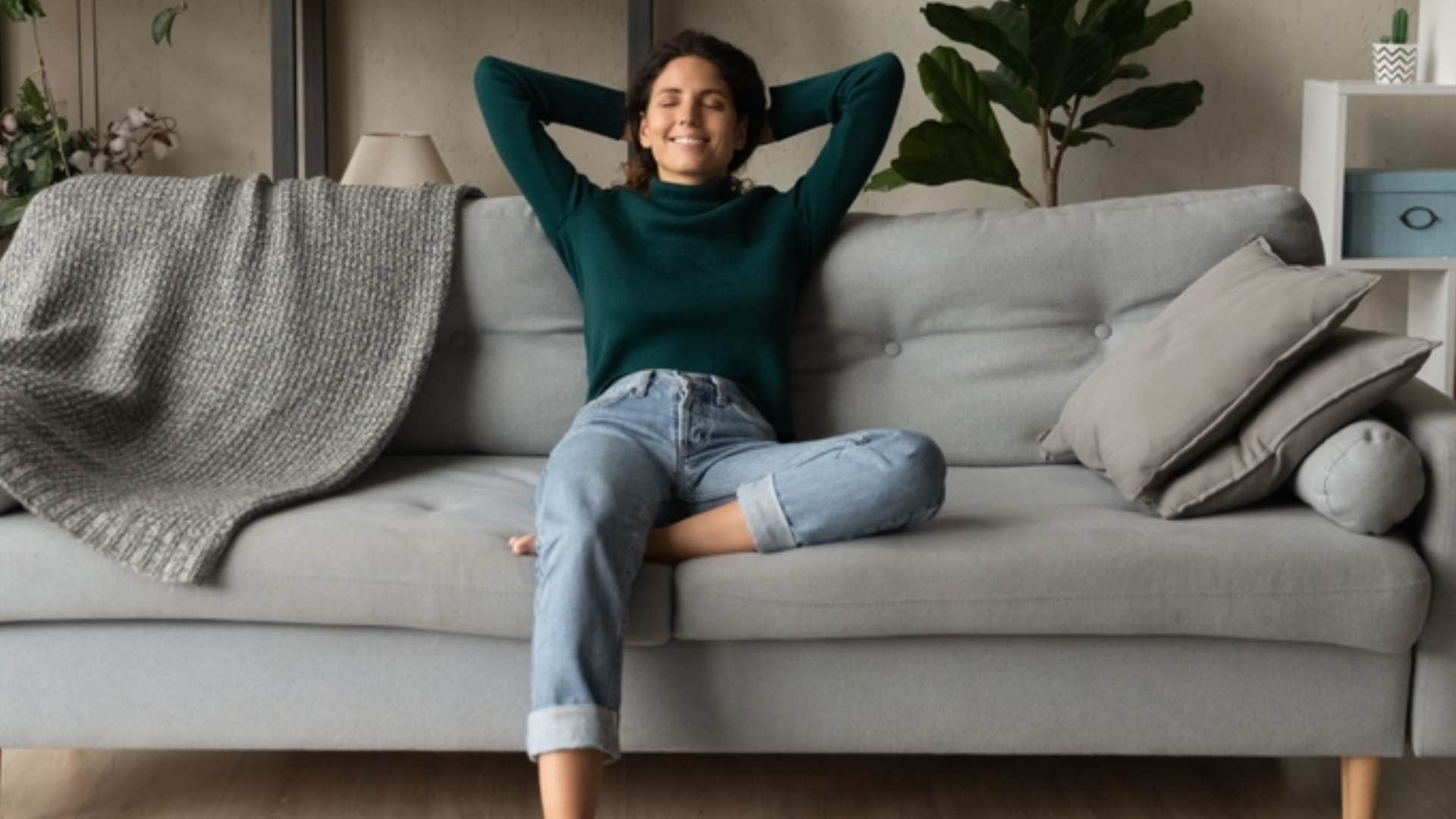 woman enjoying her solitude at home