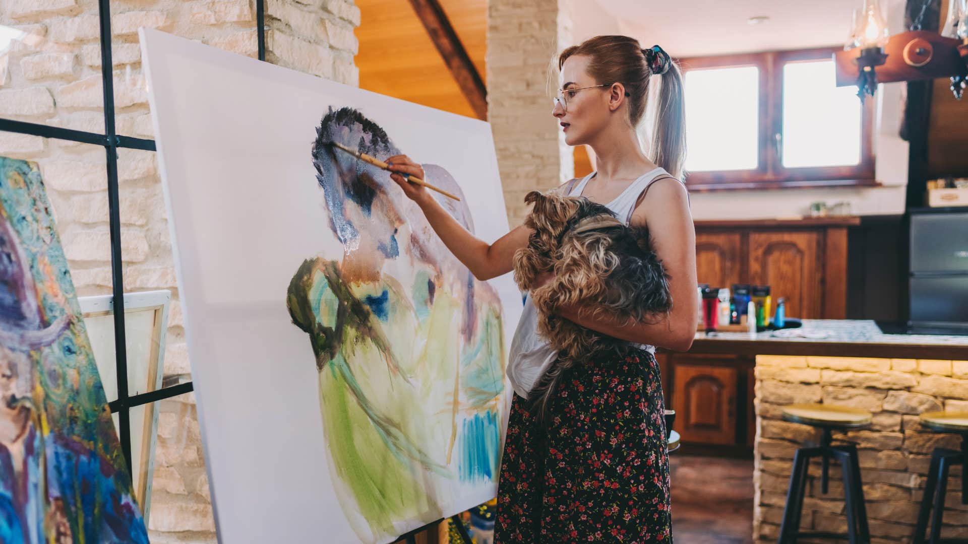 woman who hates going out with a hobby station in her home