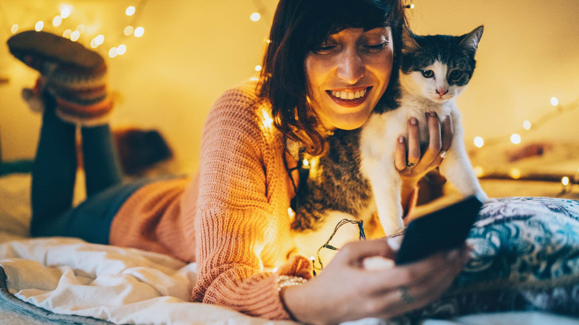 woman who hates going out with warm lighting in her home