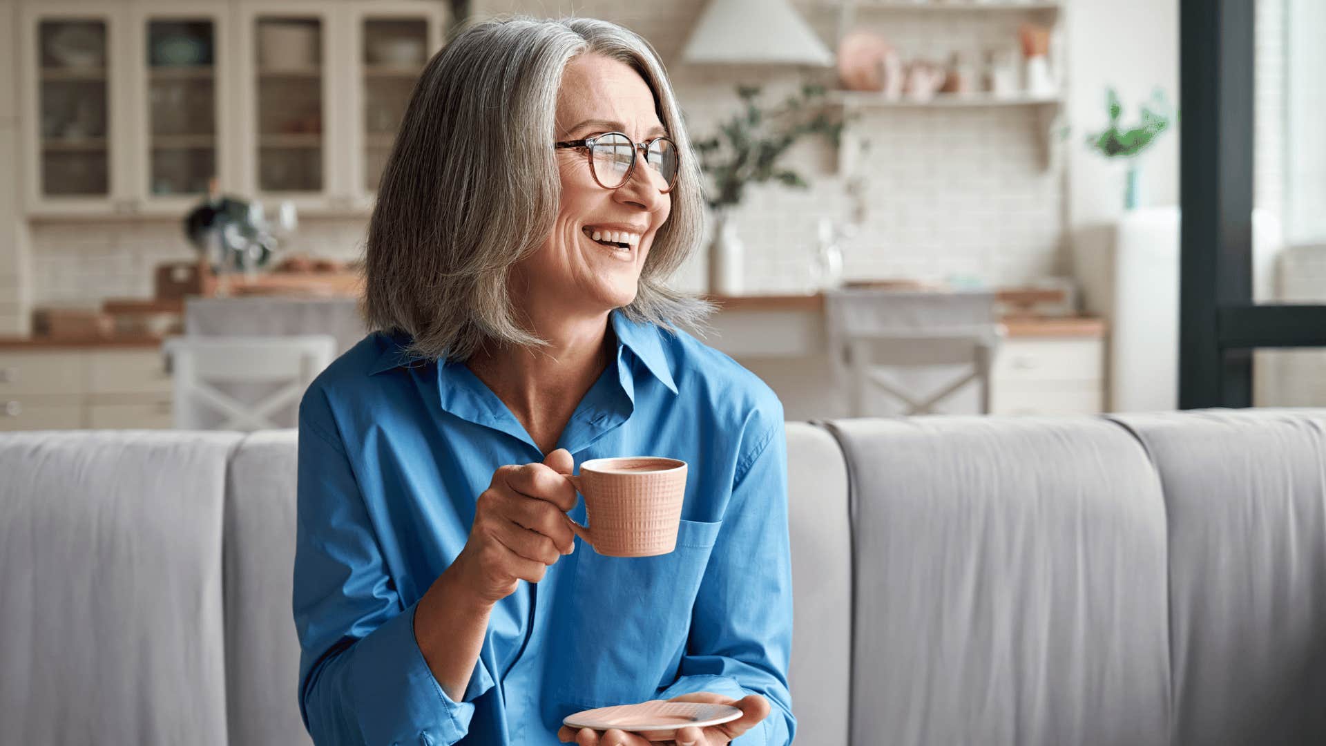 woman drinking tea and enjoying her solitude