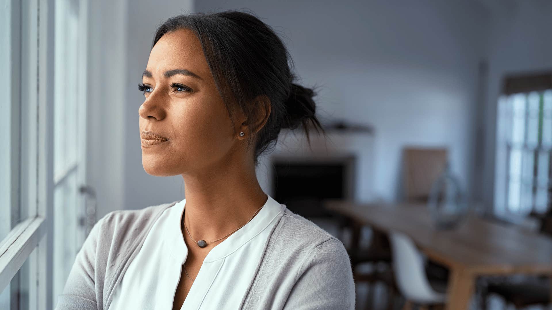stressed lonely woman thinking about her priorities