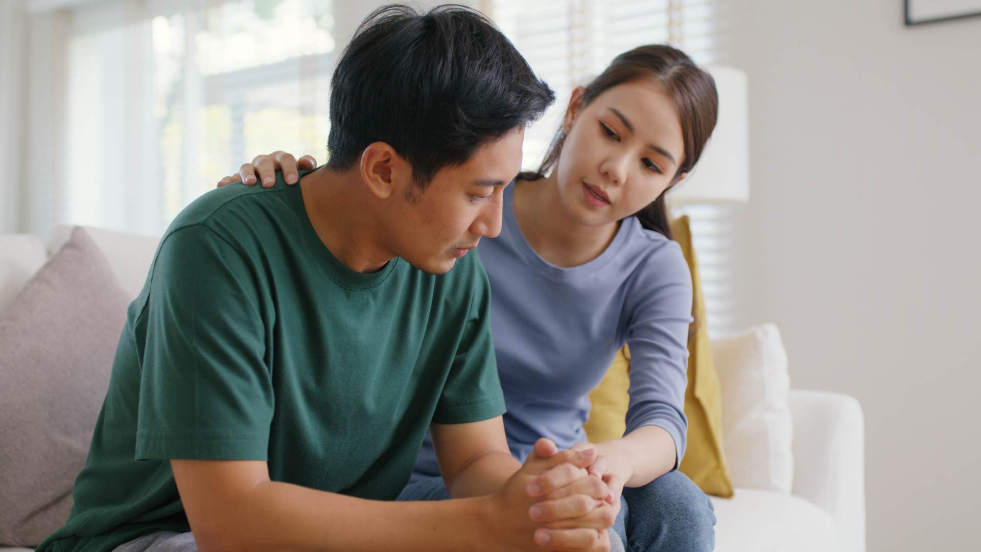 woman with a rescuer savior complex comforting man
