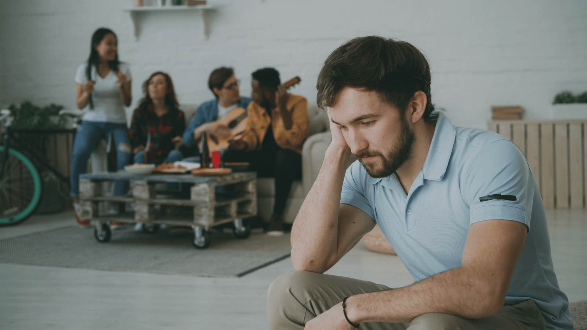Struggling person who's friend and families notice off behavior
