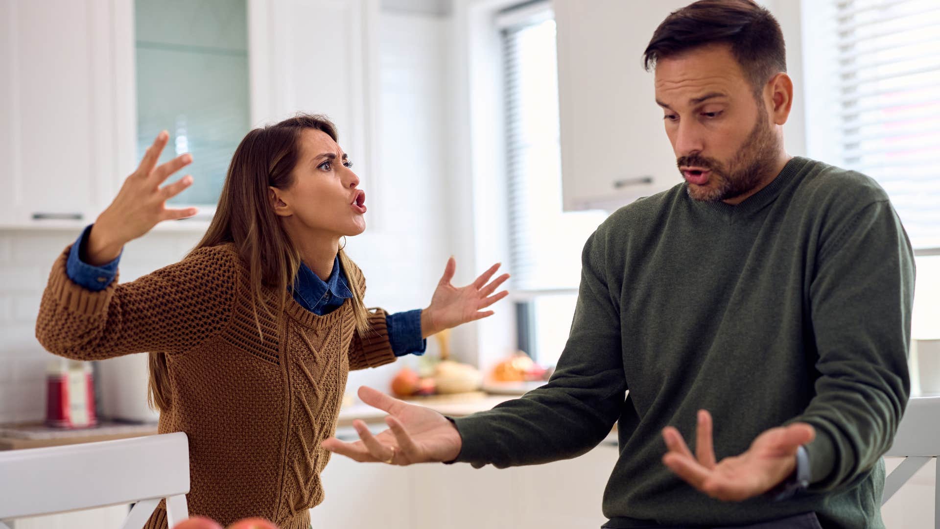upset woman with personality cues that may mean she's not being fully honest like what she says is not what she does