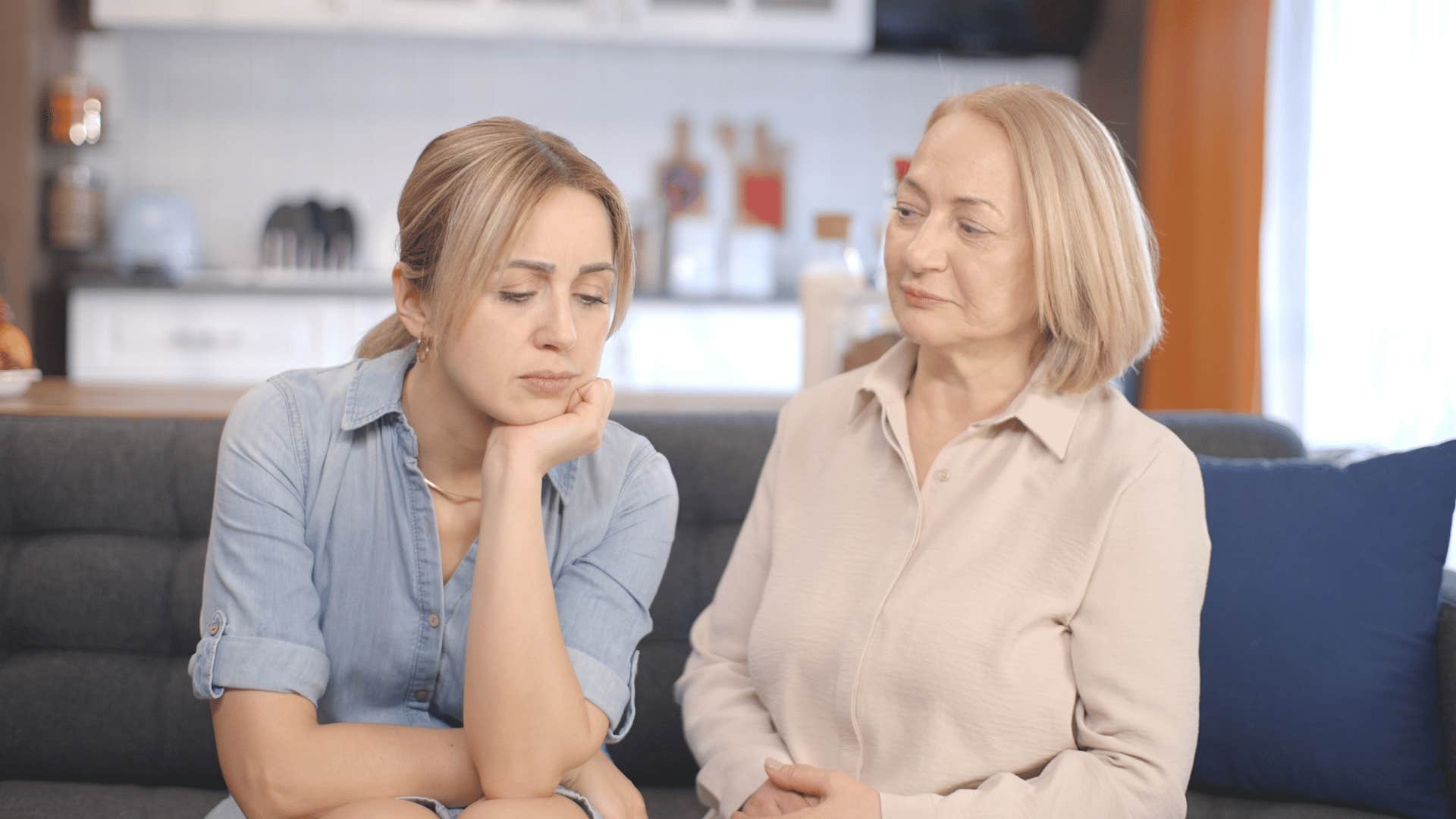 mom pretending to offer daughter empathy