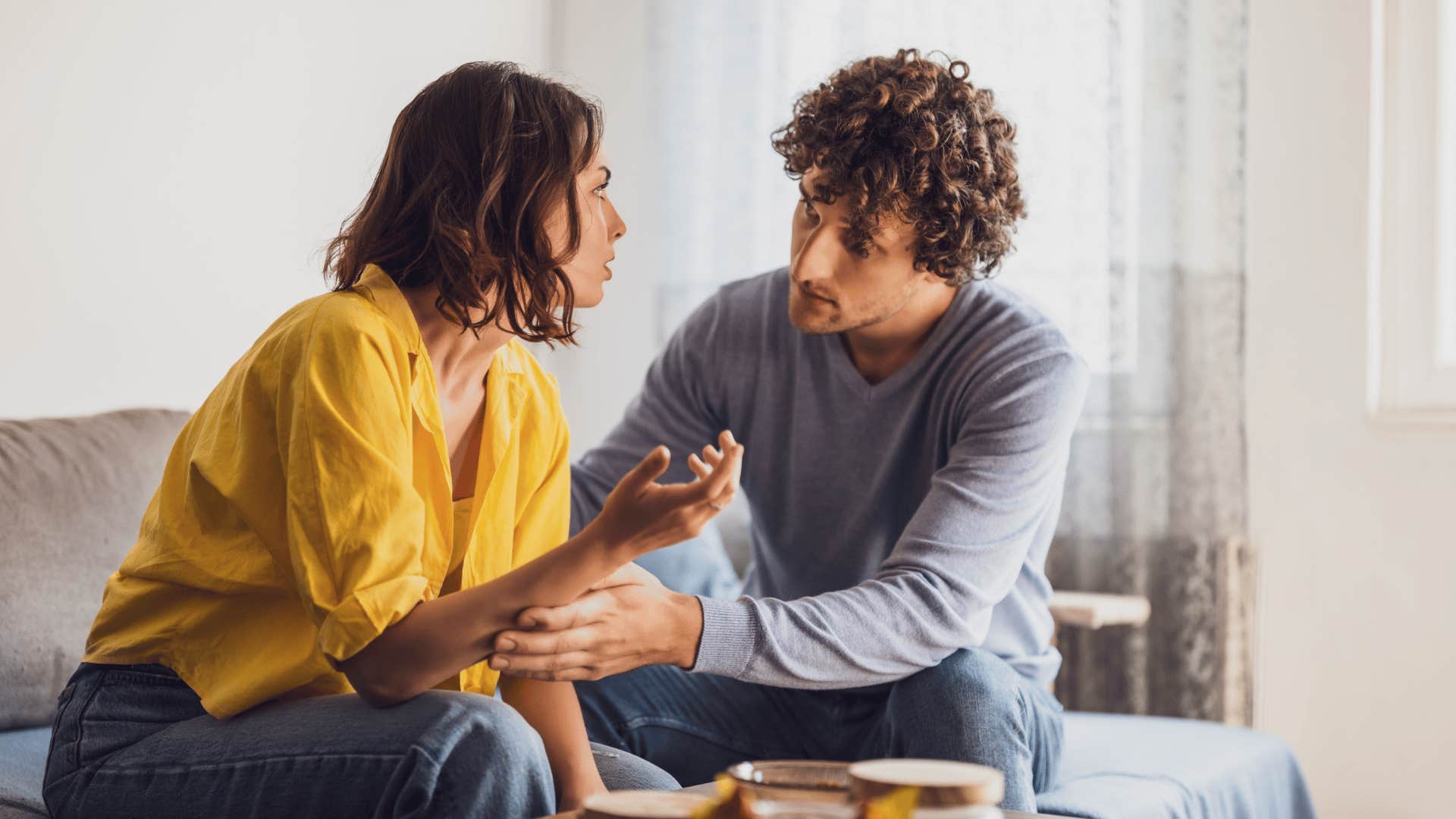 man telling his partner thats one way to look at a situation