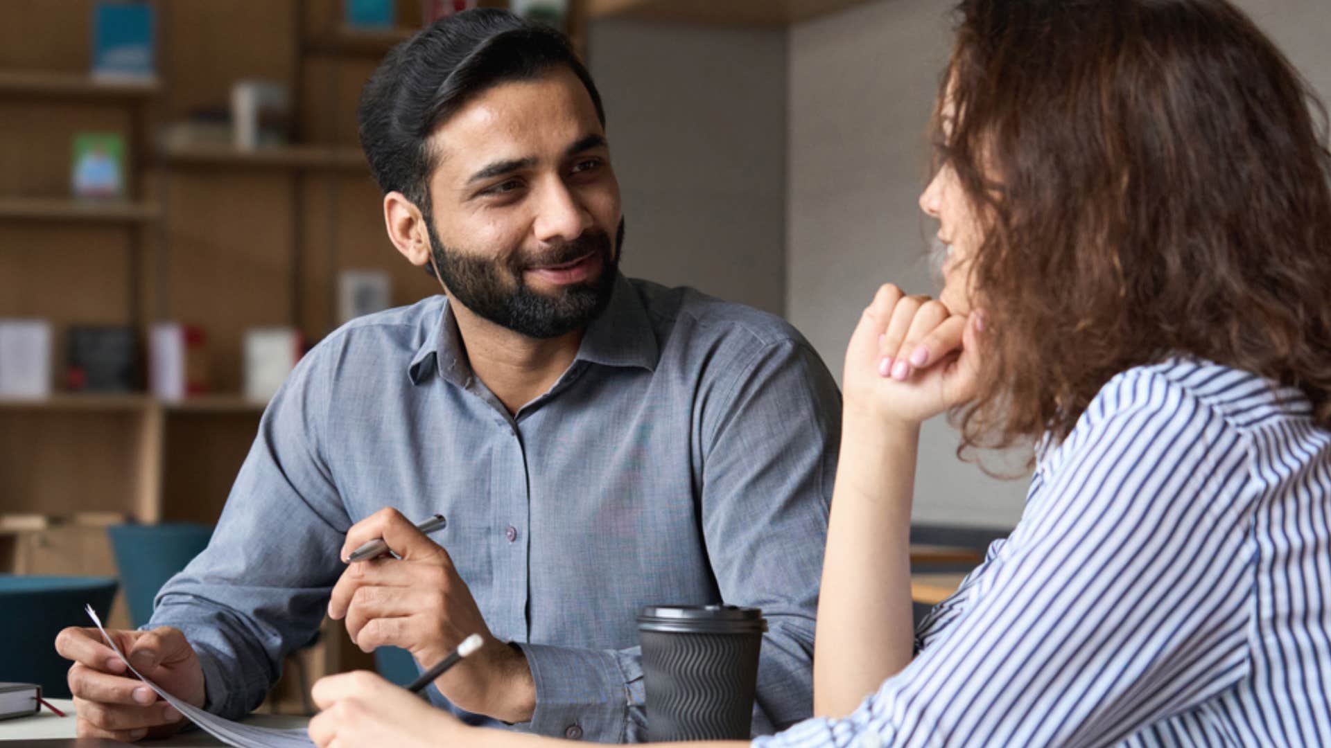 man politely telling colleague that he was right