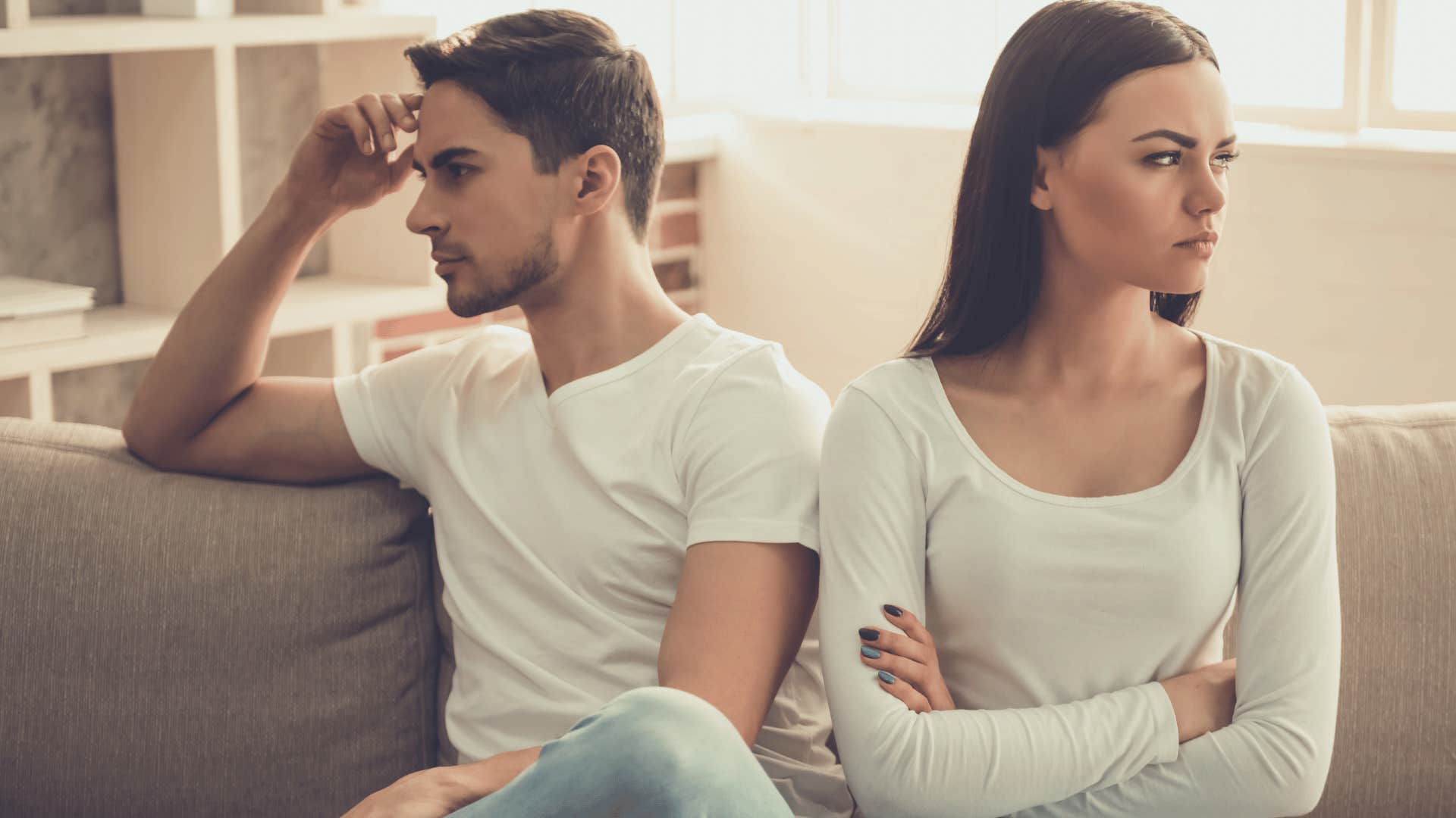 A husband turns away from wife after she tries to make him the bad guy.