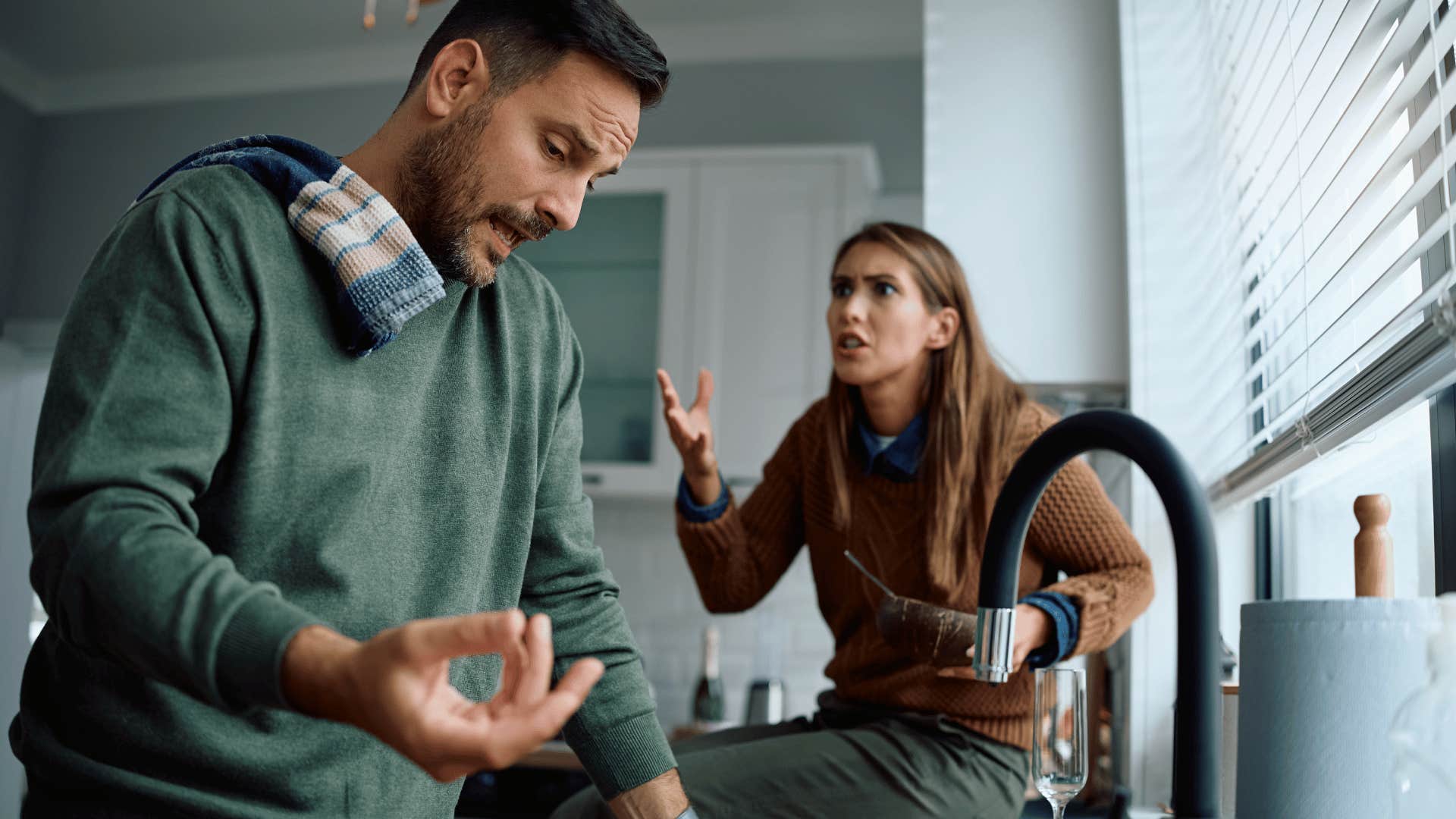 man telling a woman he's too busy for her