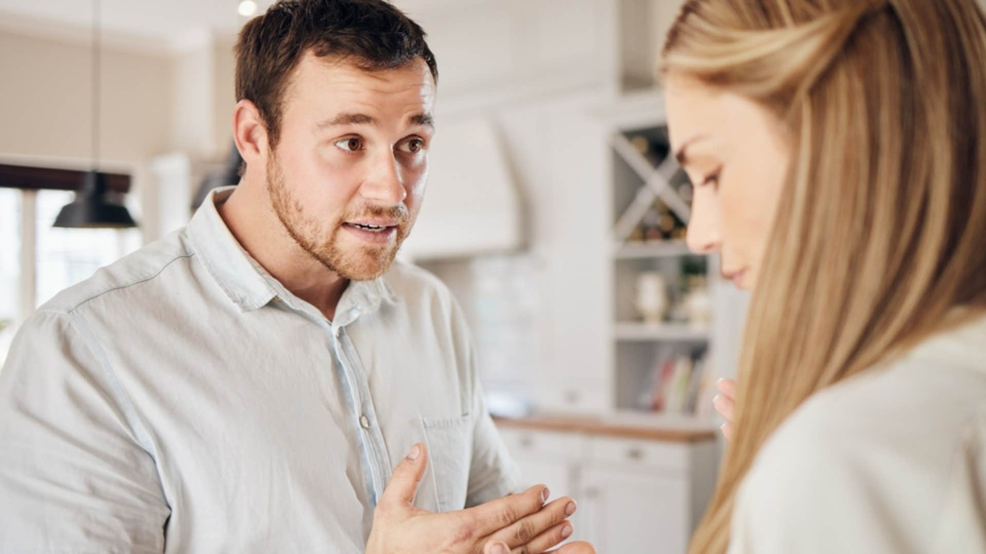 man telling woman she's overthinking