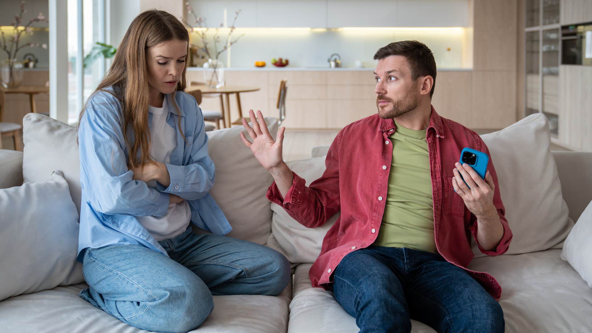 A narcissistic husband forgives his wife for going through his phone