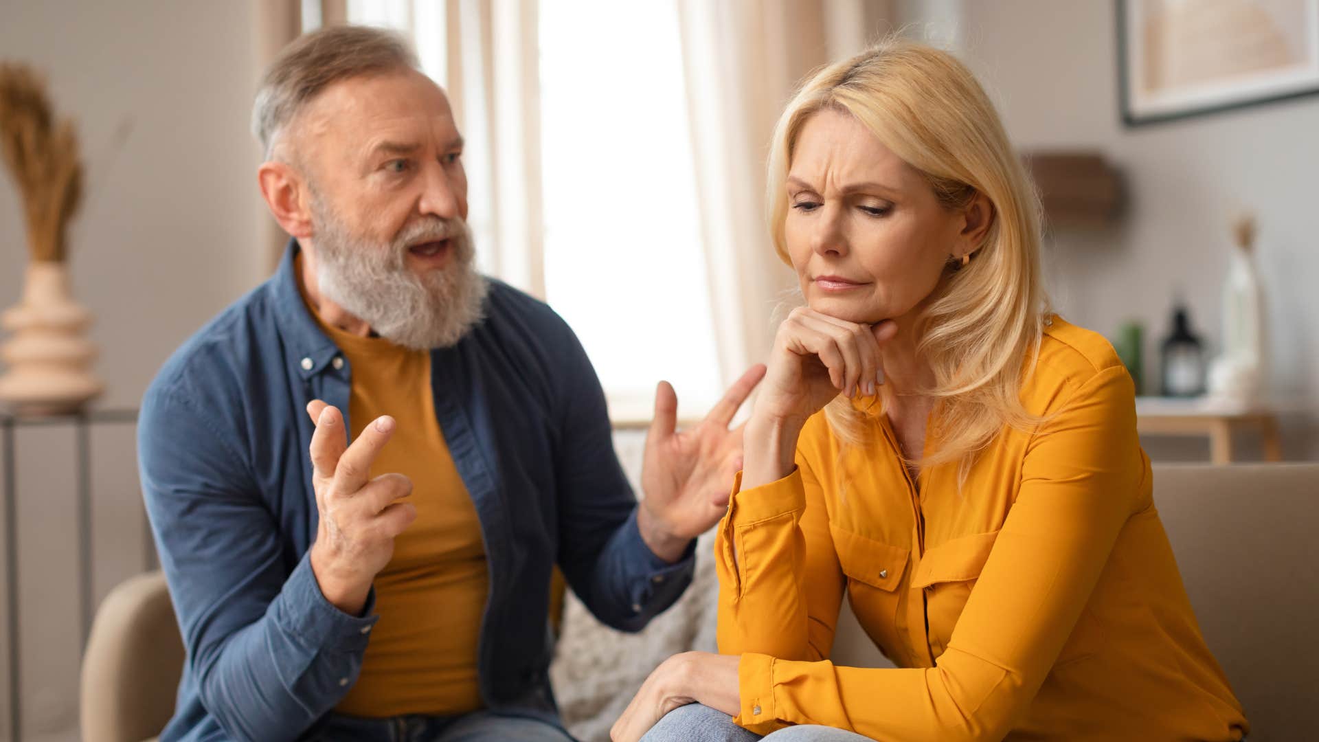 A husband apologizes to his wife telling her that he is upset about something else not her.