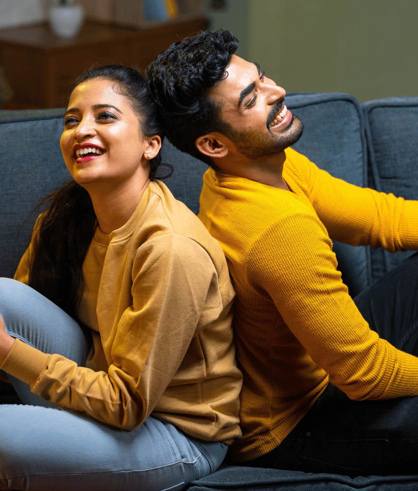 Happy man projects gratitude that woman can feel