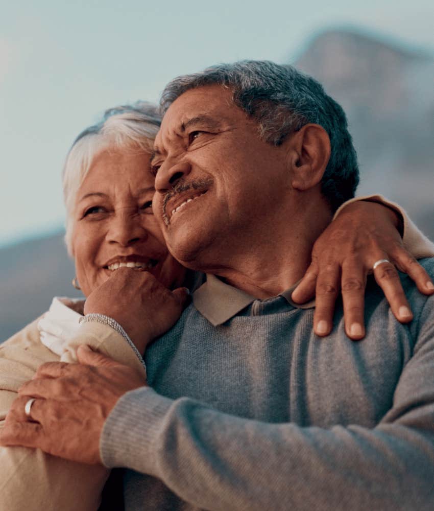 Couple hugs habitually to show gratitude