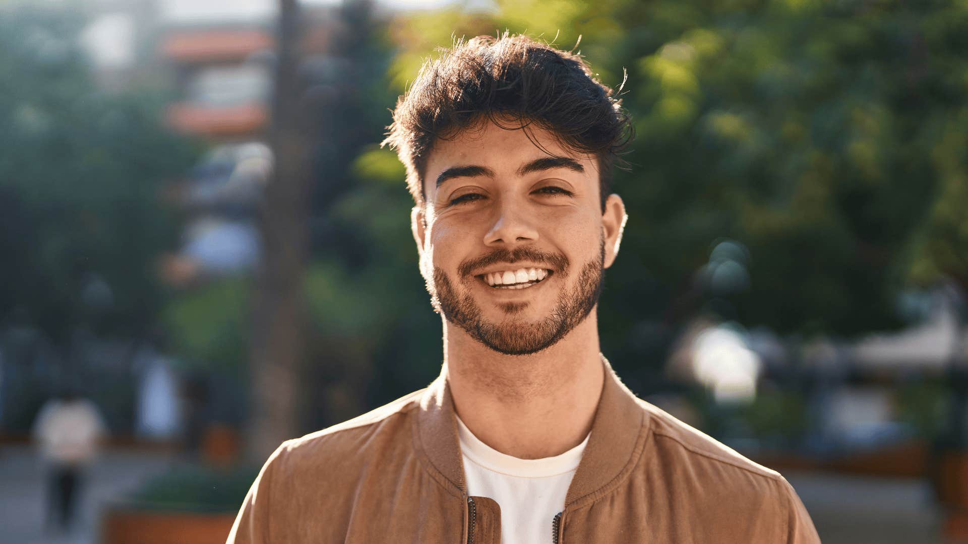 smiling man who is truly falling for a woman