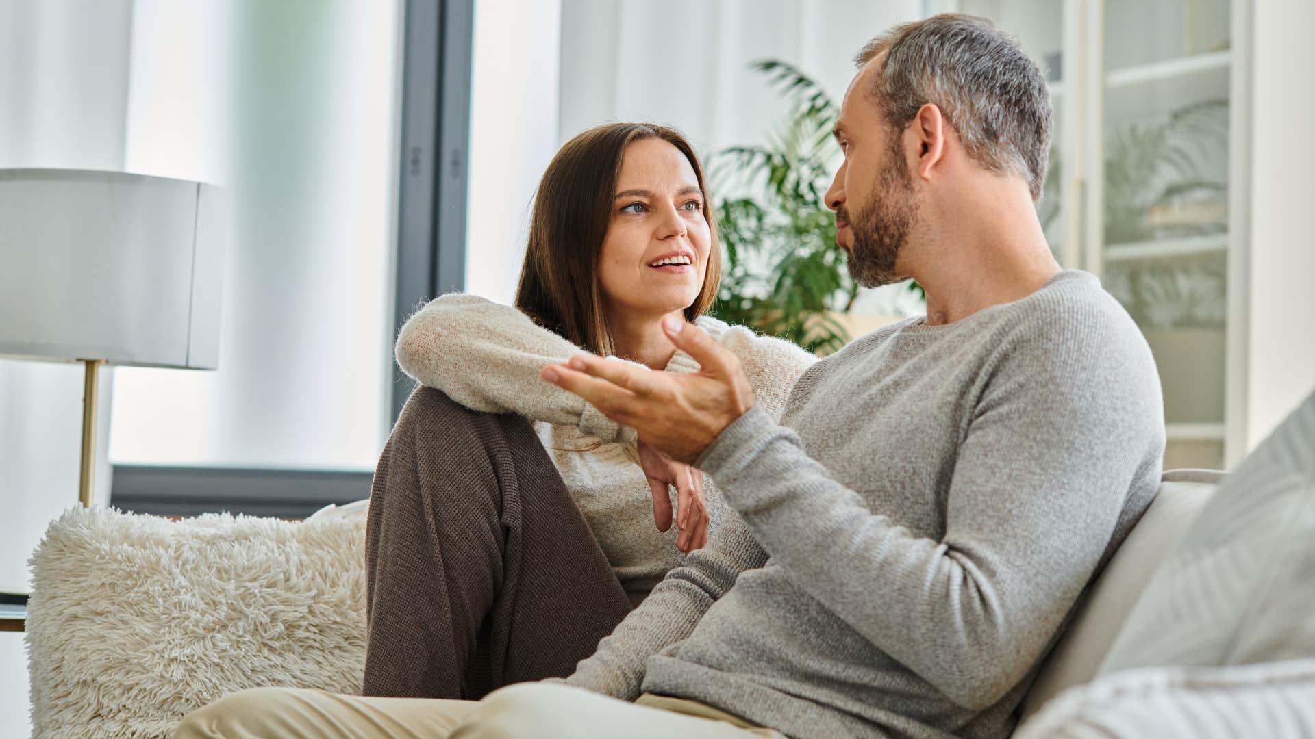 man engaging in conversation is irreplaceable to a woman