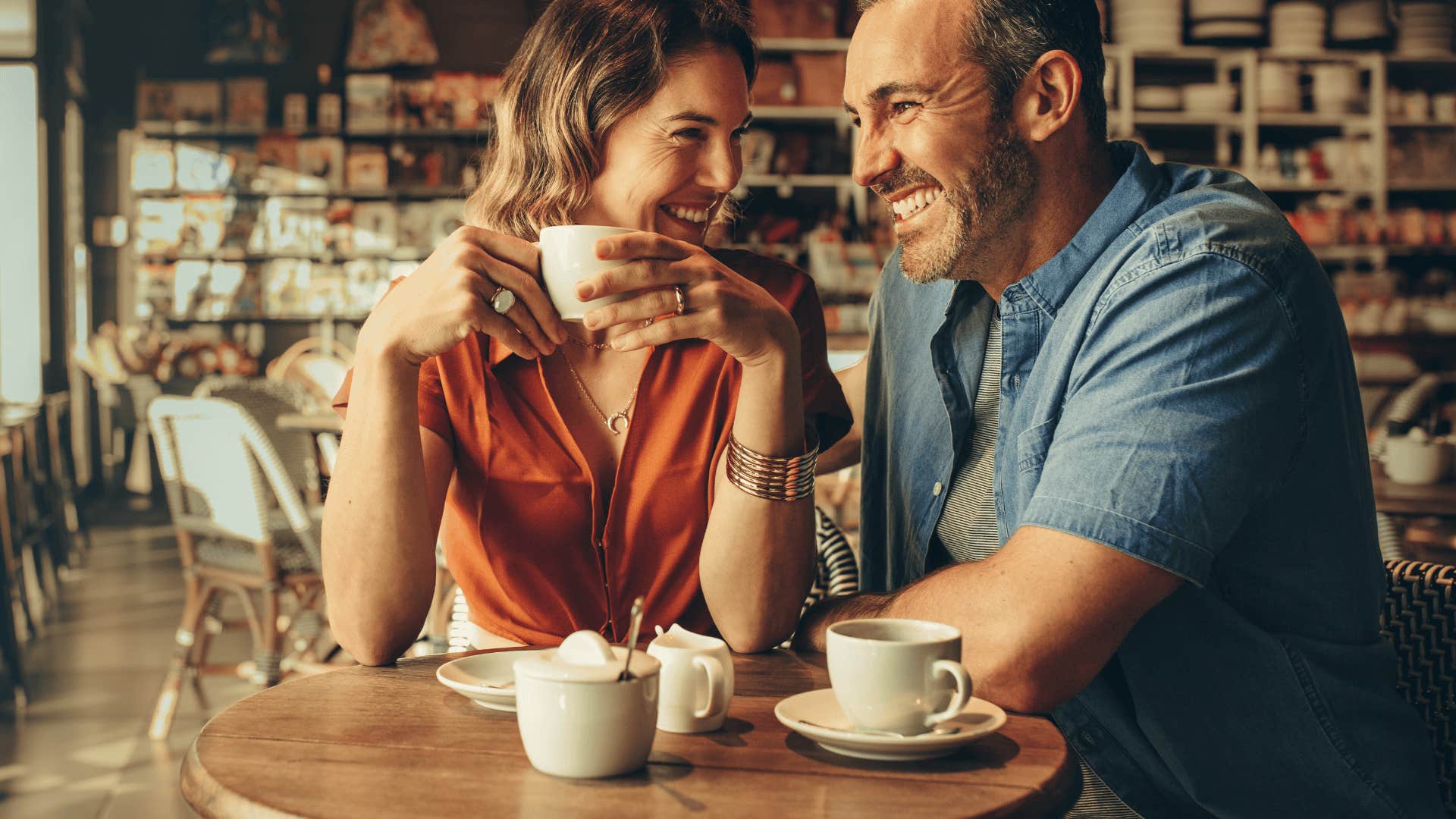 woman on a date with a man she truly falls for