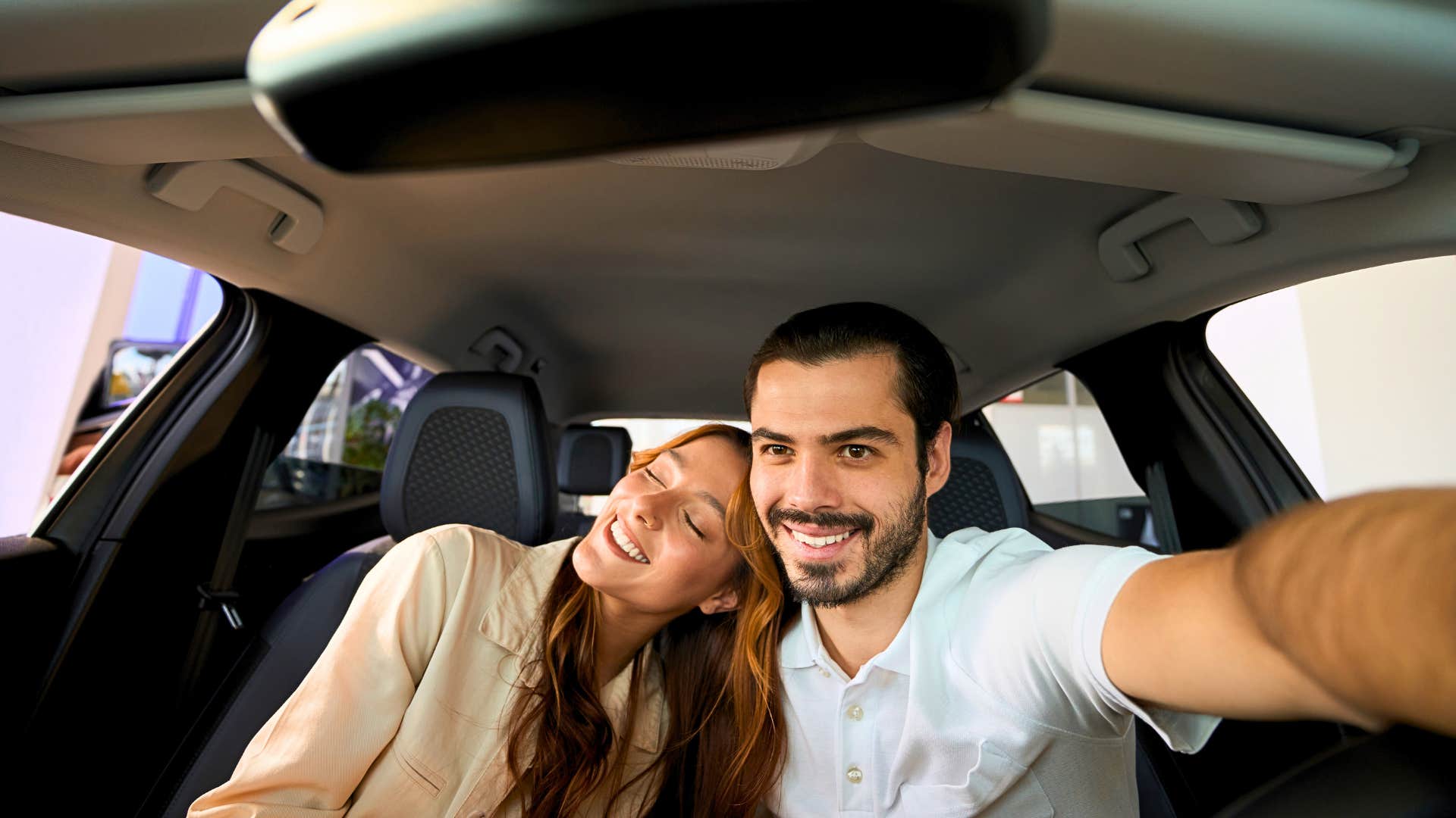 woman feels like she can completely be herself with her partner in the car