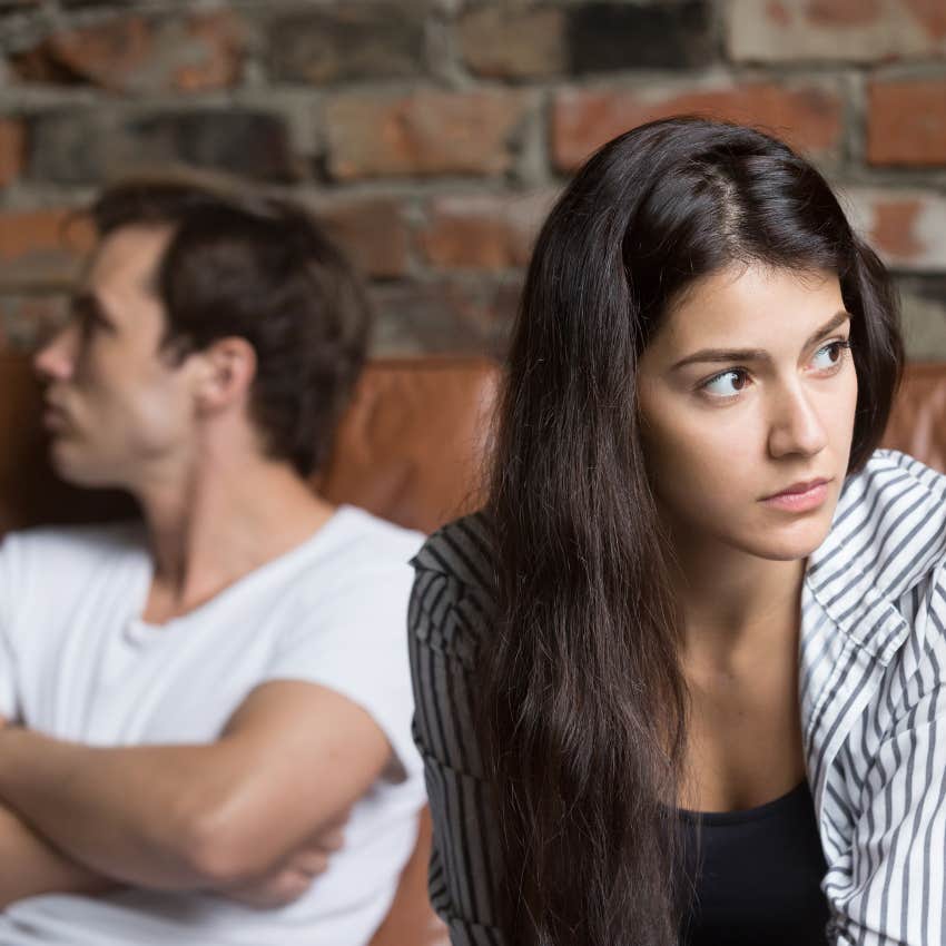 woman upset with man over alarming relationship issues that are actually totally normal