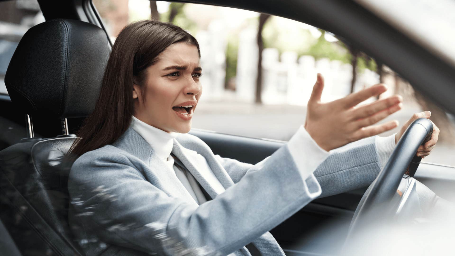 angry woman driving