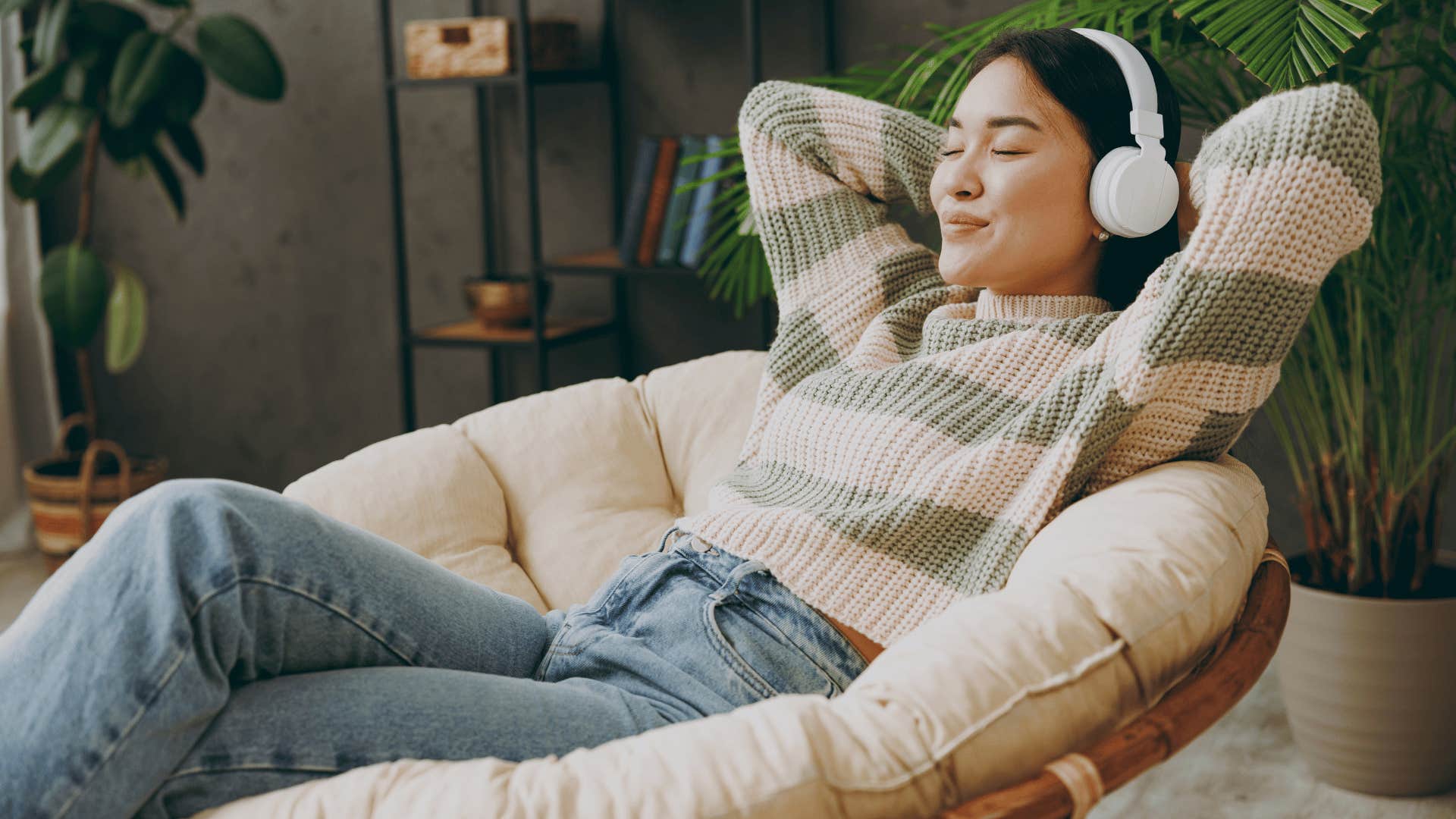 happy woman enjoying being alone