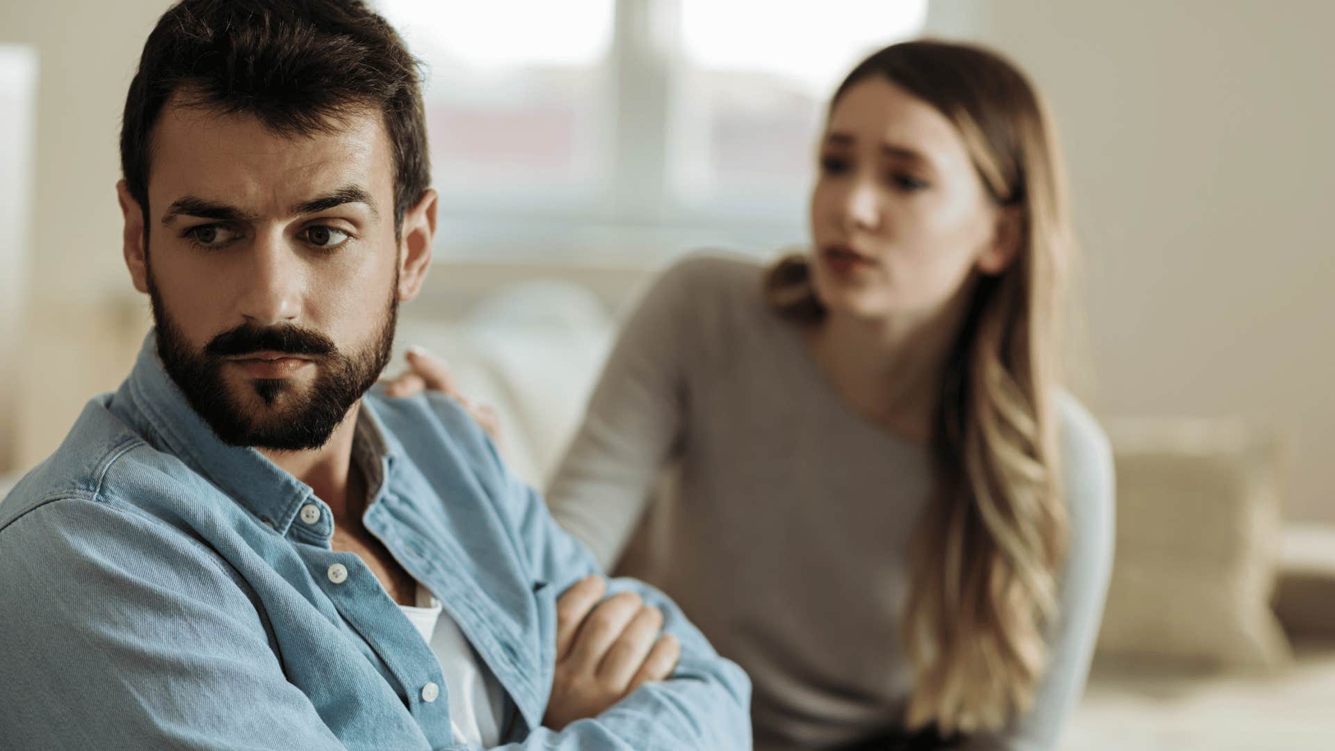 A man ignores the feedback from his wife.