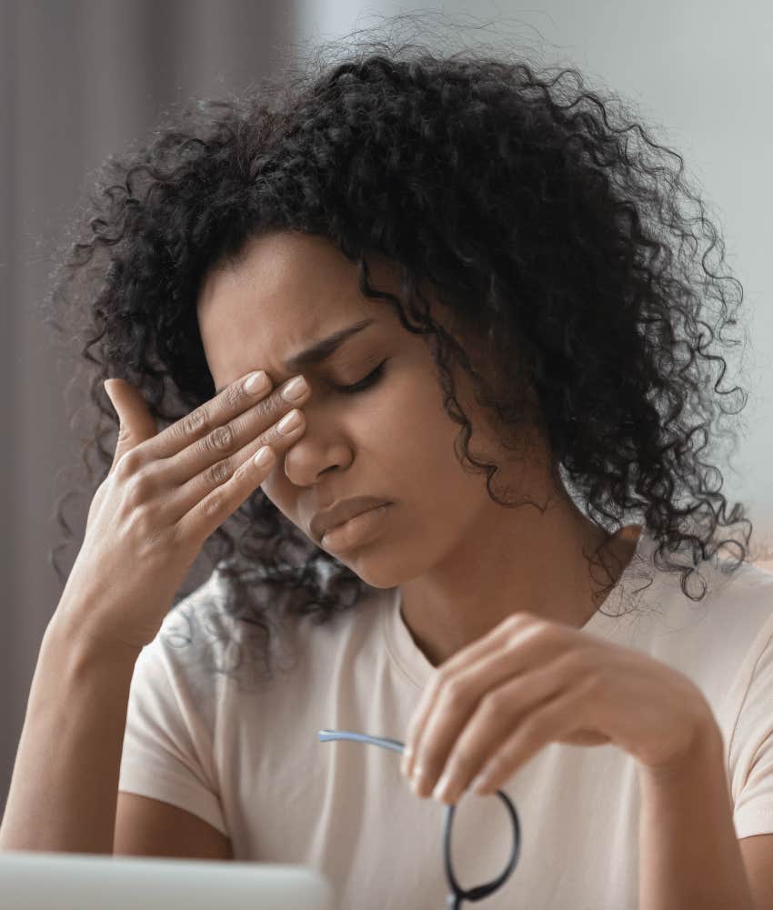 overworked woman job affecting her physically mentally