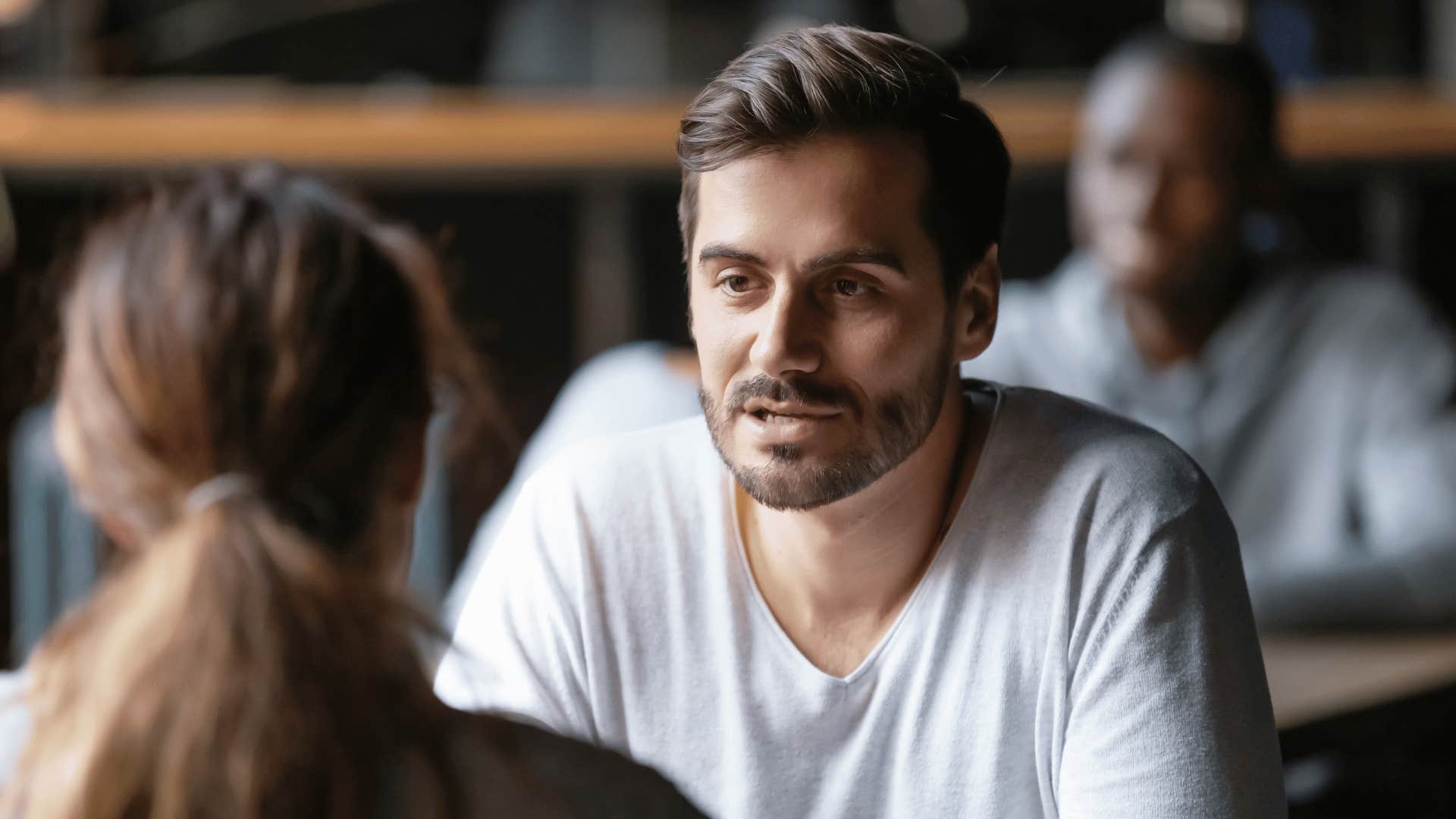 husband's sense of humor disappears when he speaks to his wife at dinner