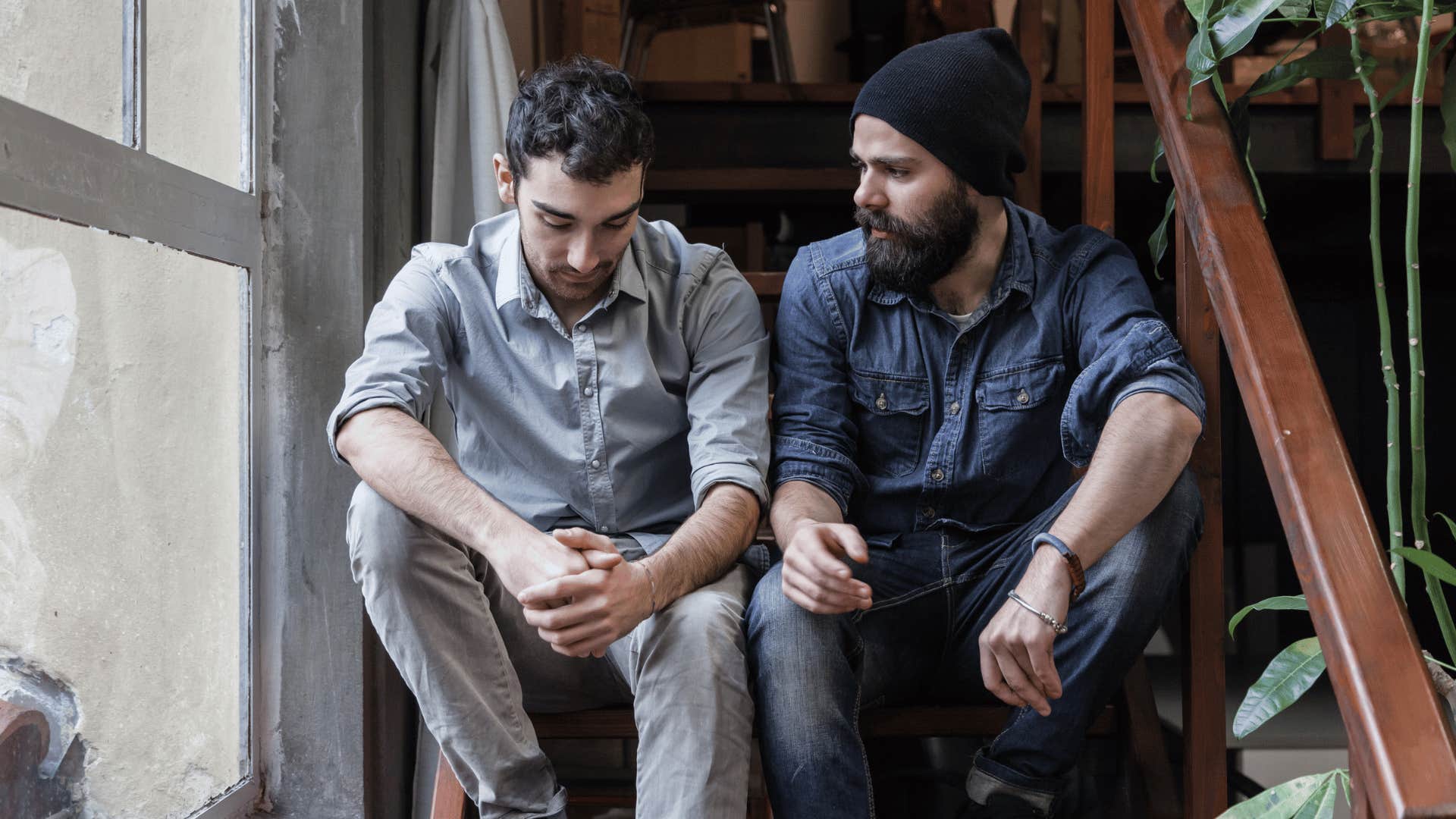 husband starts making self-deprecating comments to his friend