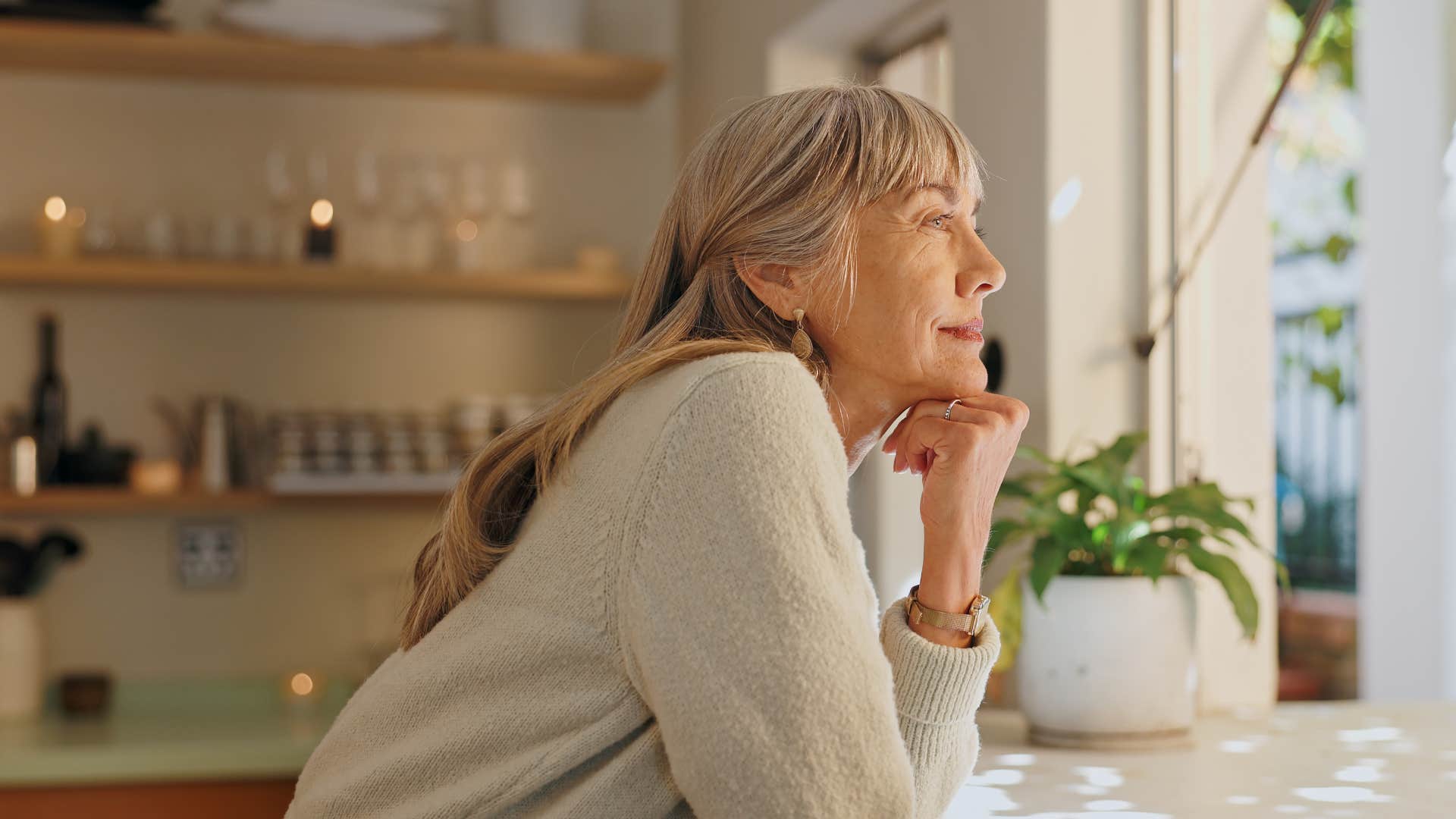 older woman at peace not needing external validation