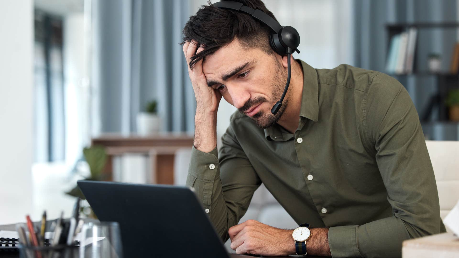 frustrated employee trying to set boundary at work