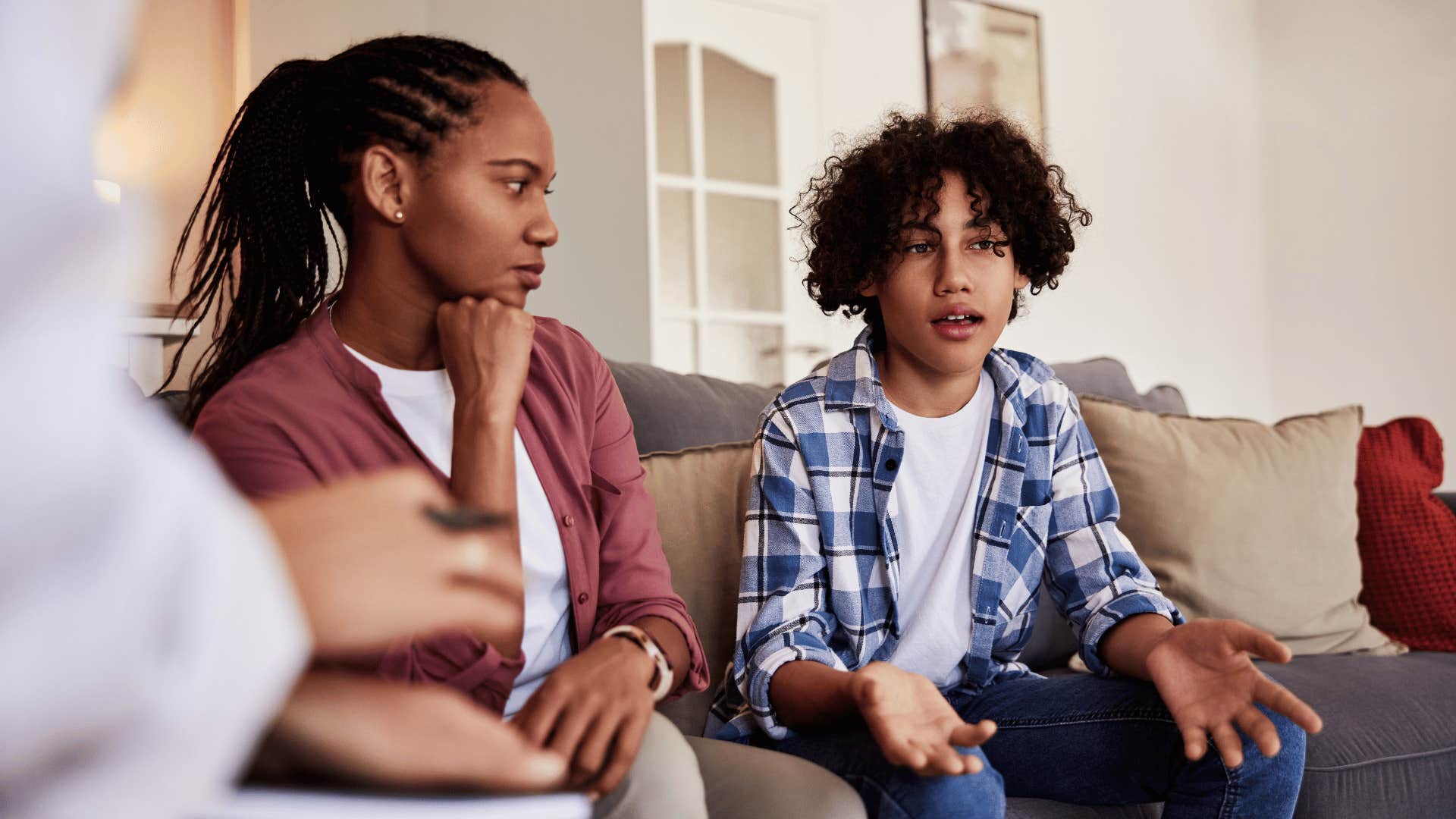 Little brother in jeans sticks up for his sister