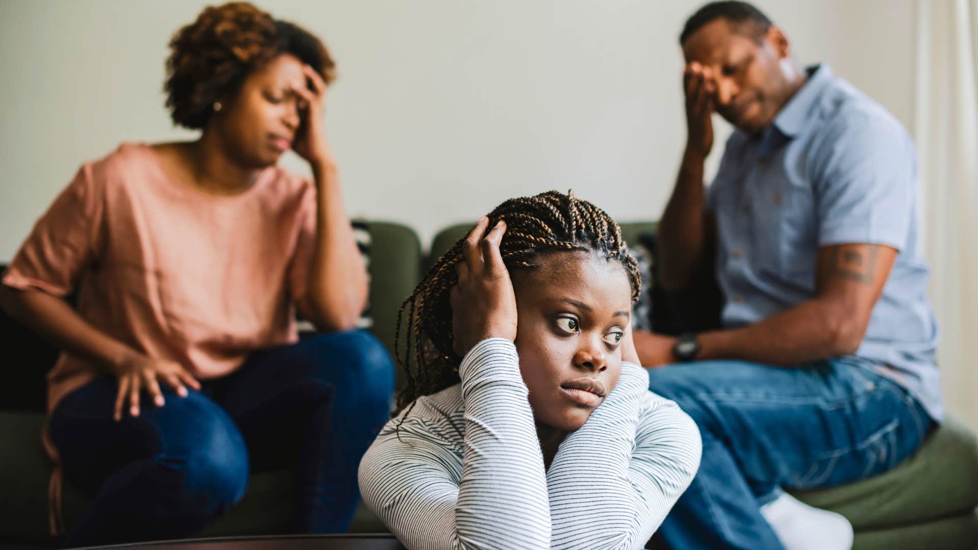 daughter frustrated that she can't get away from her parents who live to serve her
