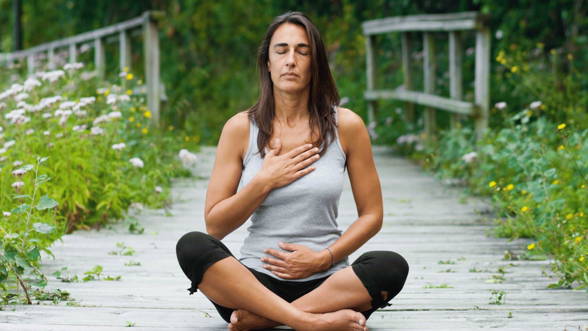 woman sitting with her discomfort