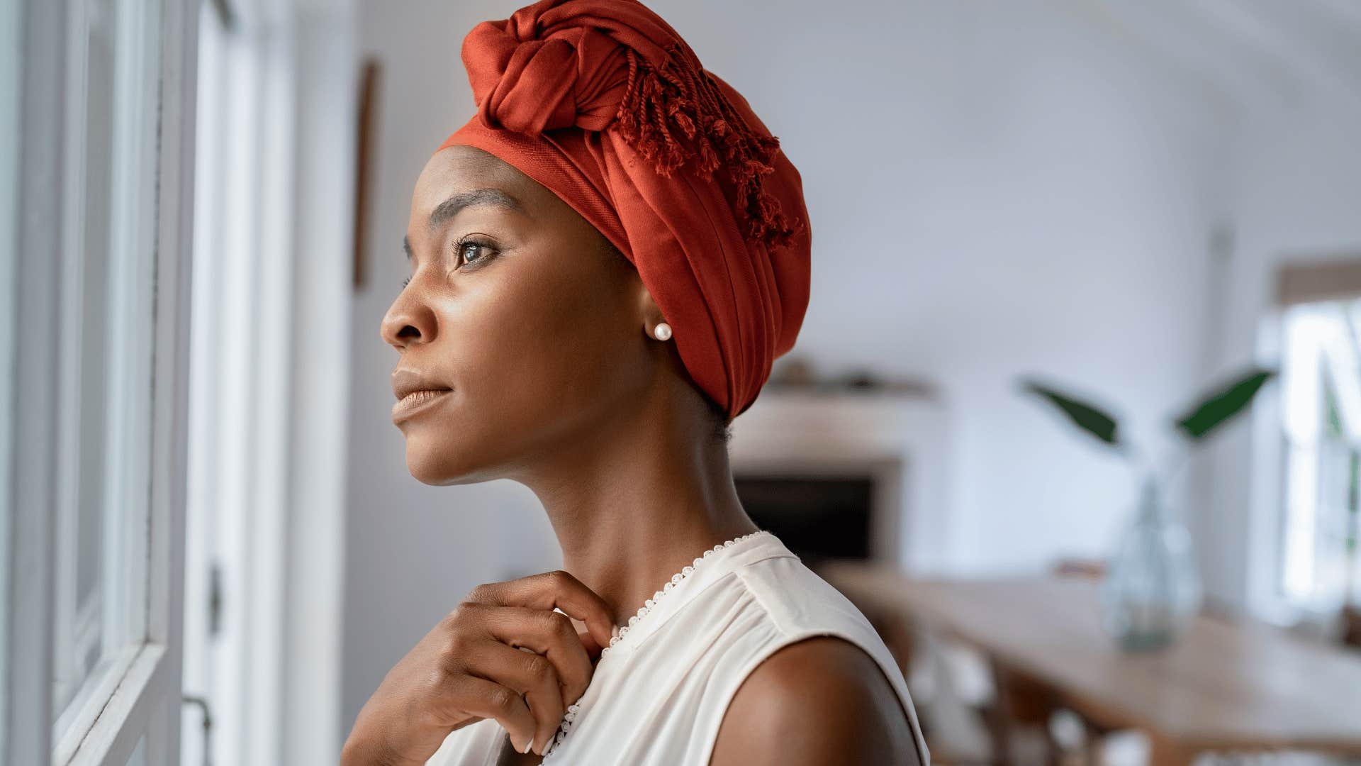 Woman in touch with her gut instincts