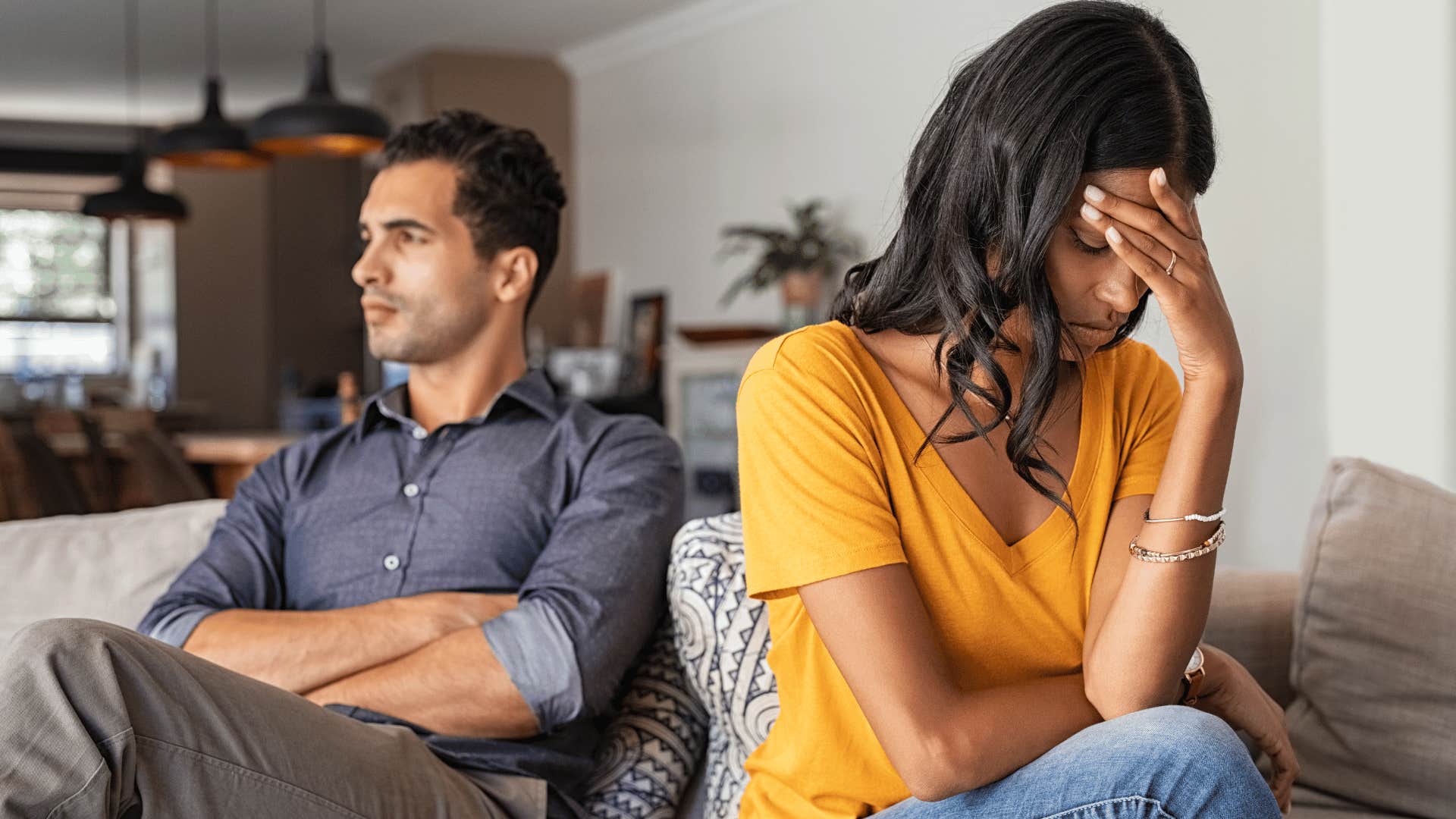 Upset woman recognizes toxicity in her partner