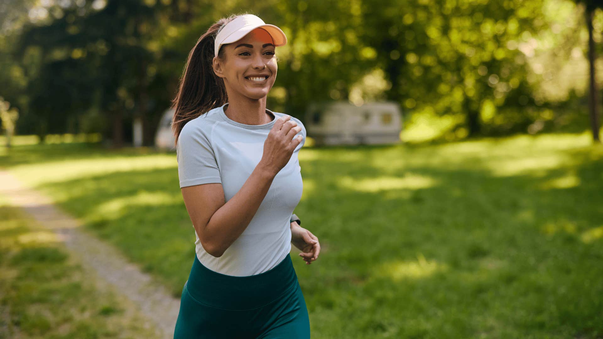 woman who knows simple life hacks on a run