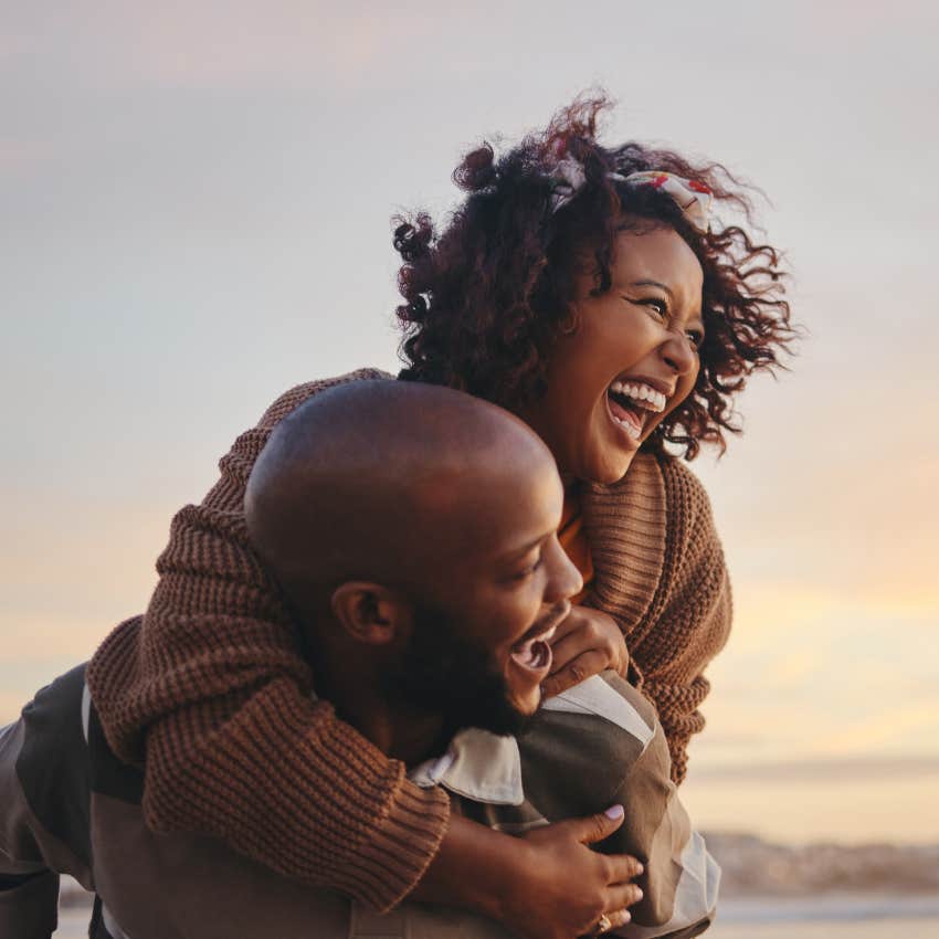 happy man with irresistible woman 