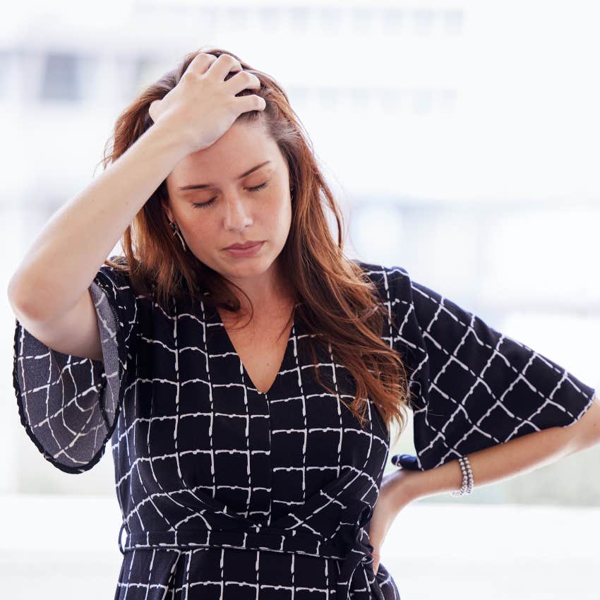 woman who feels drained after an interaction with someone