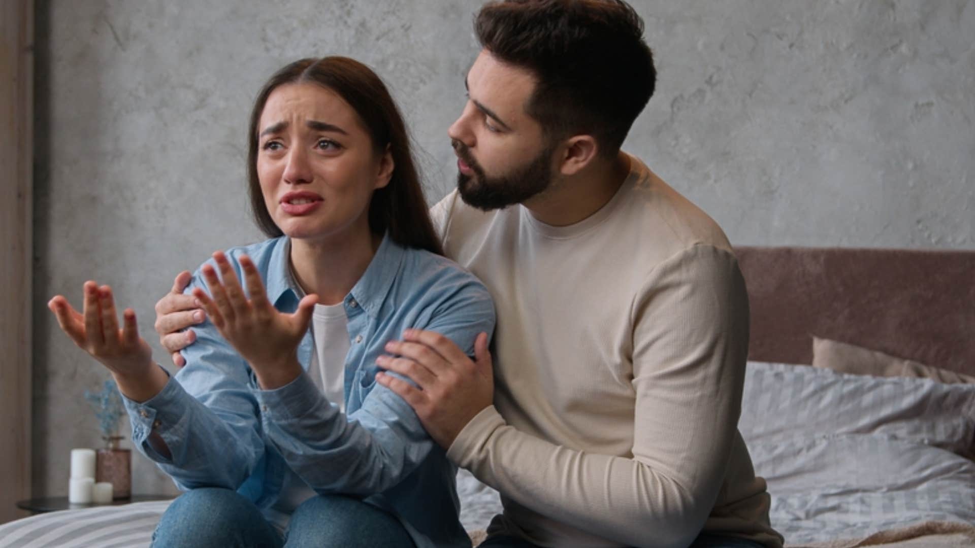 crying selfish woman making the situation about her