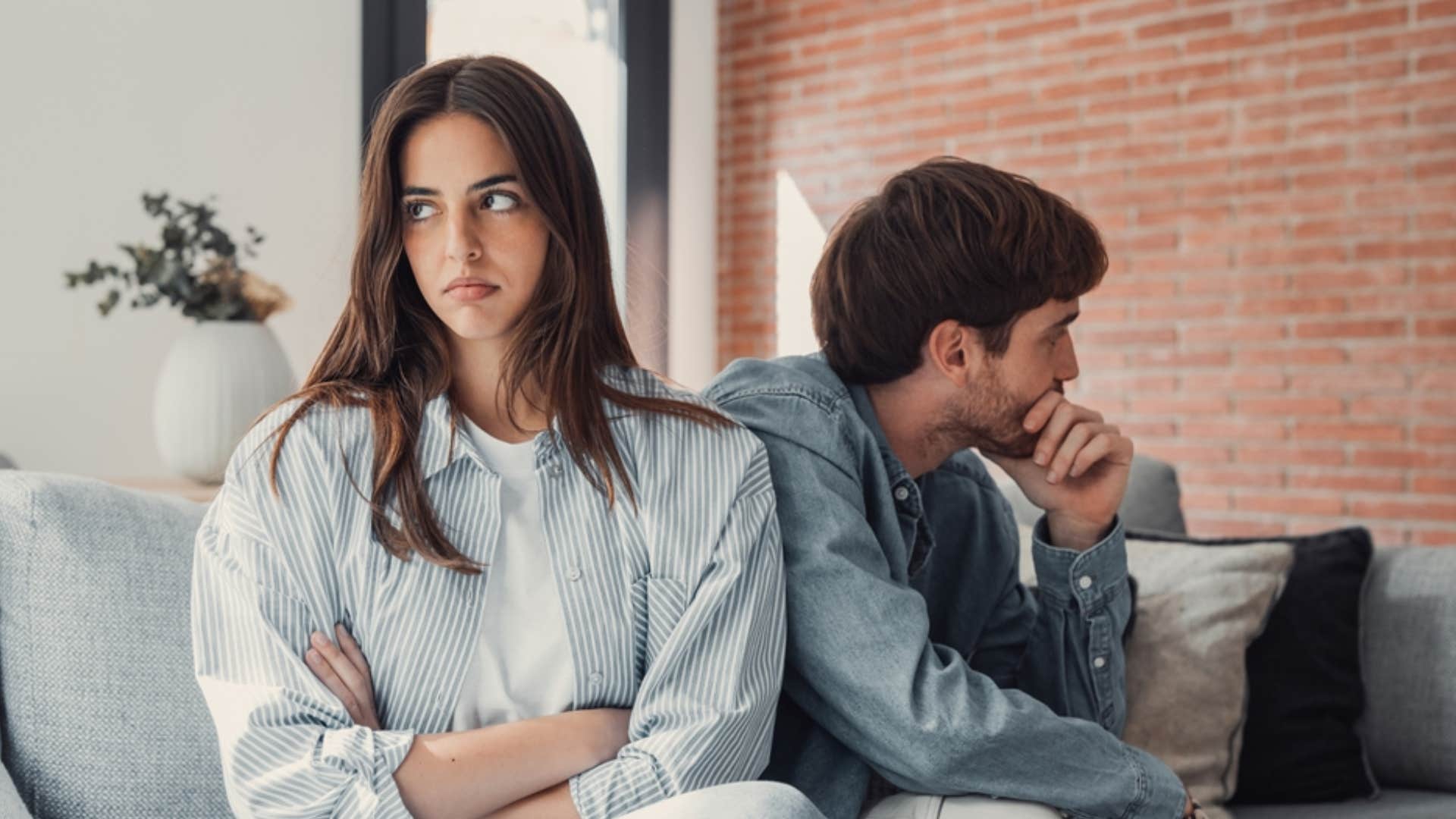 selfish wife refusing to compromise with partner looking annoyed