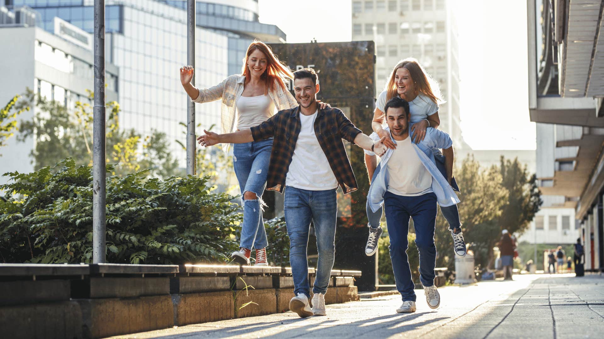 group of millennial friends exploring the city together