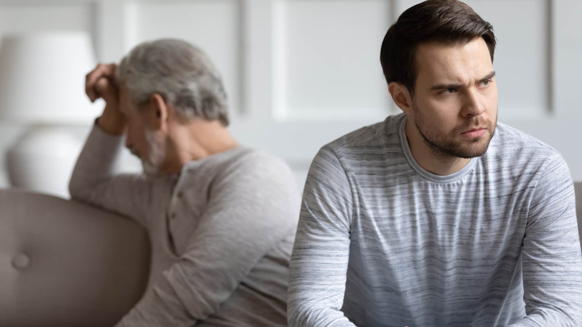 older man unable to talk about mental health turned away from son