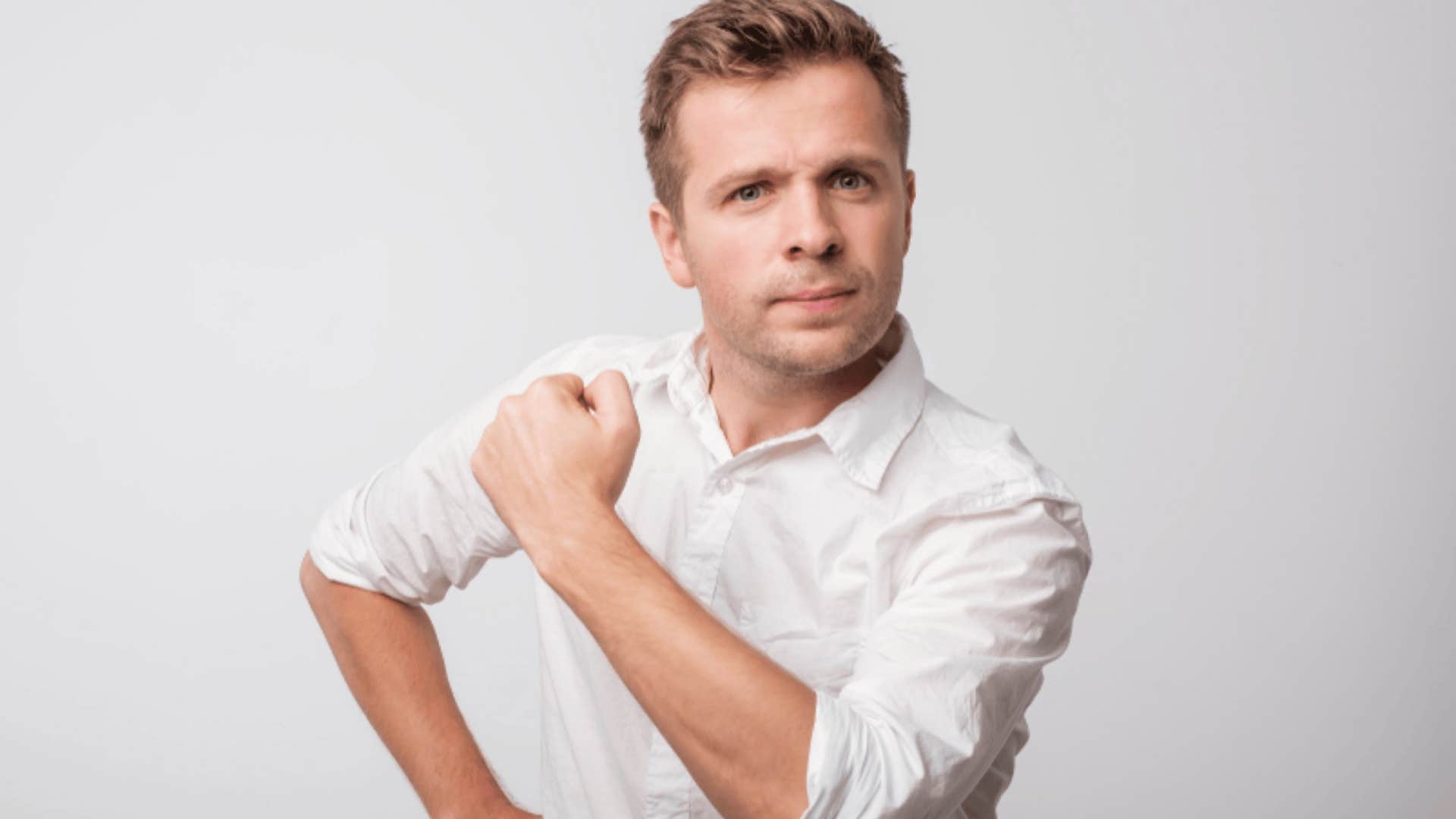 man trying to be tough to build character 