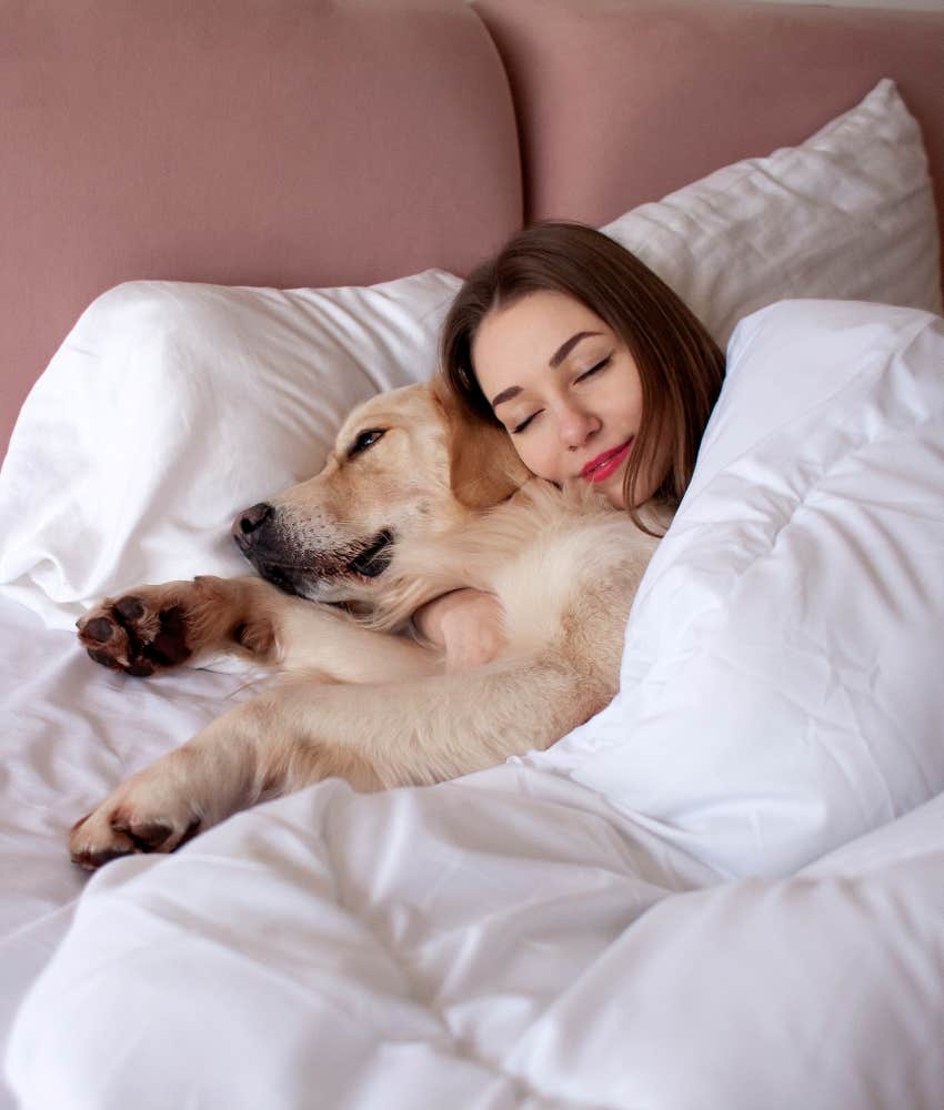 dog sleeping with their favorite person